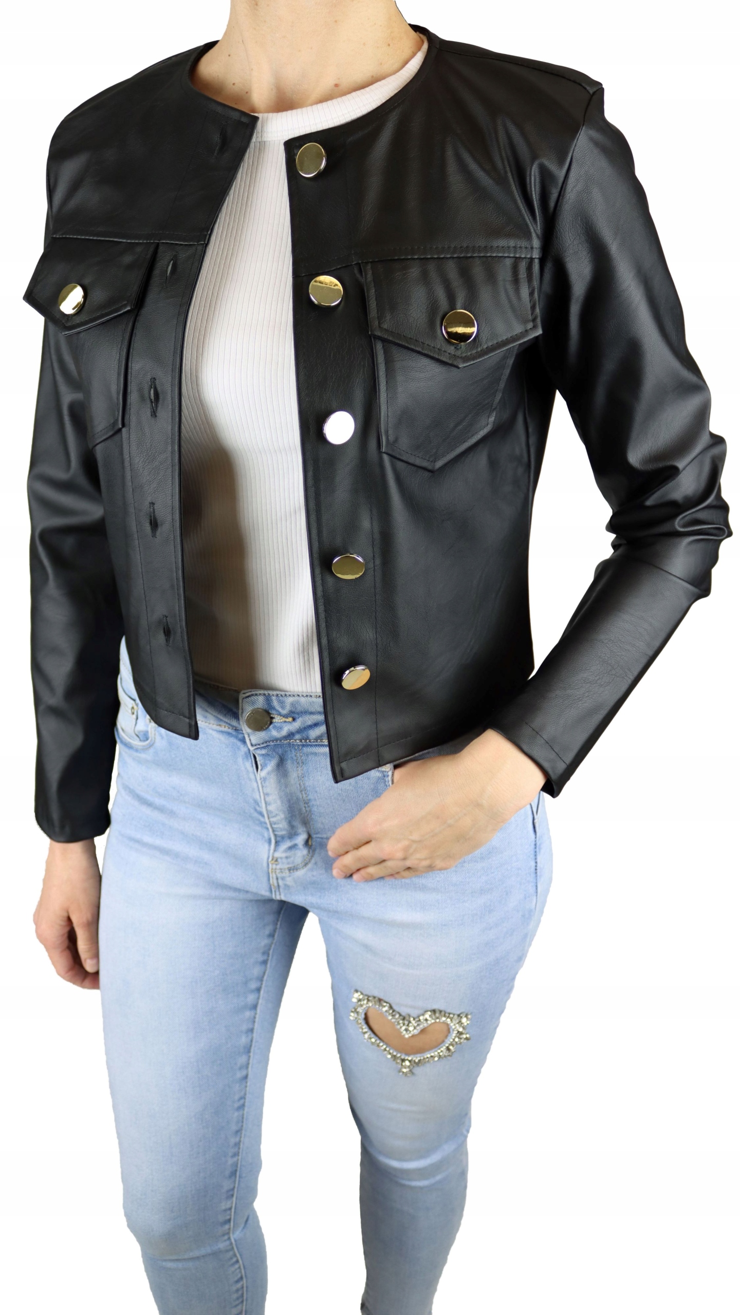 Kurtka damska czarna pozłacane guziki rozm. 2XL