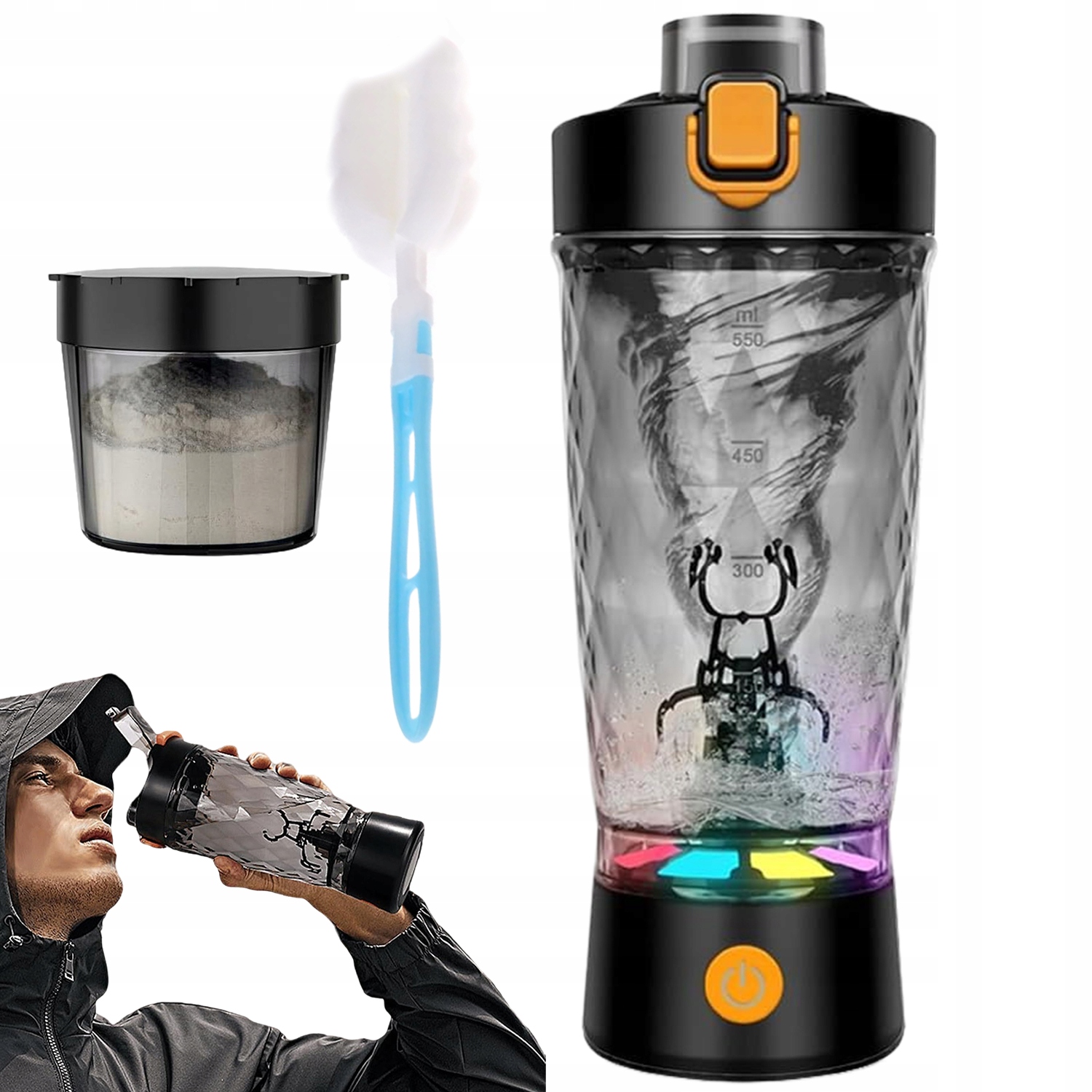 Elektrický Mixér Shaker Usb C Led 650 ML 7500 Ot/min Pro Koktejly A Kondicionéry
