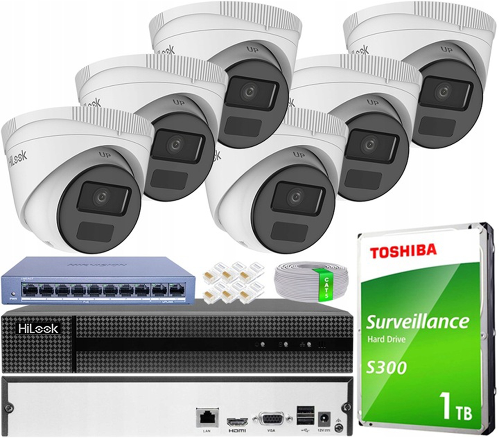 Sada monitorování Ip 6 kamer 4Mpx pro rozšíření záznamníku 8 kanálů 1TB