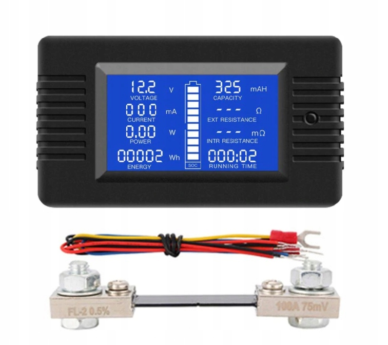 

Miernik Parametrów Elektrycznych 100A DC Watomierz