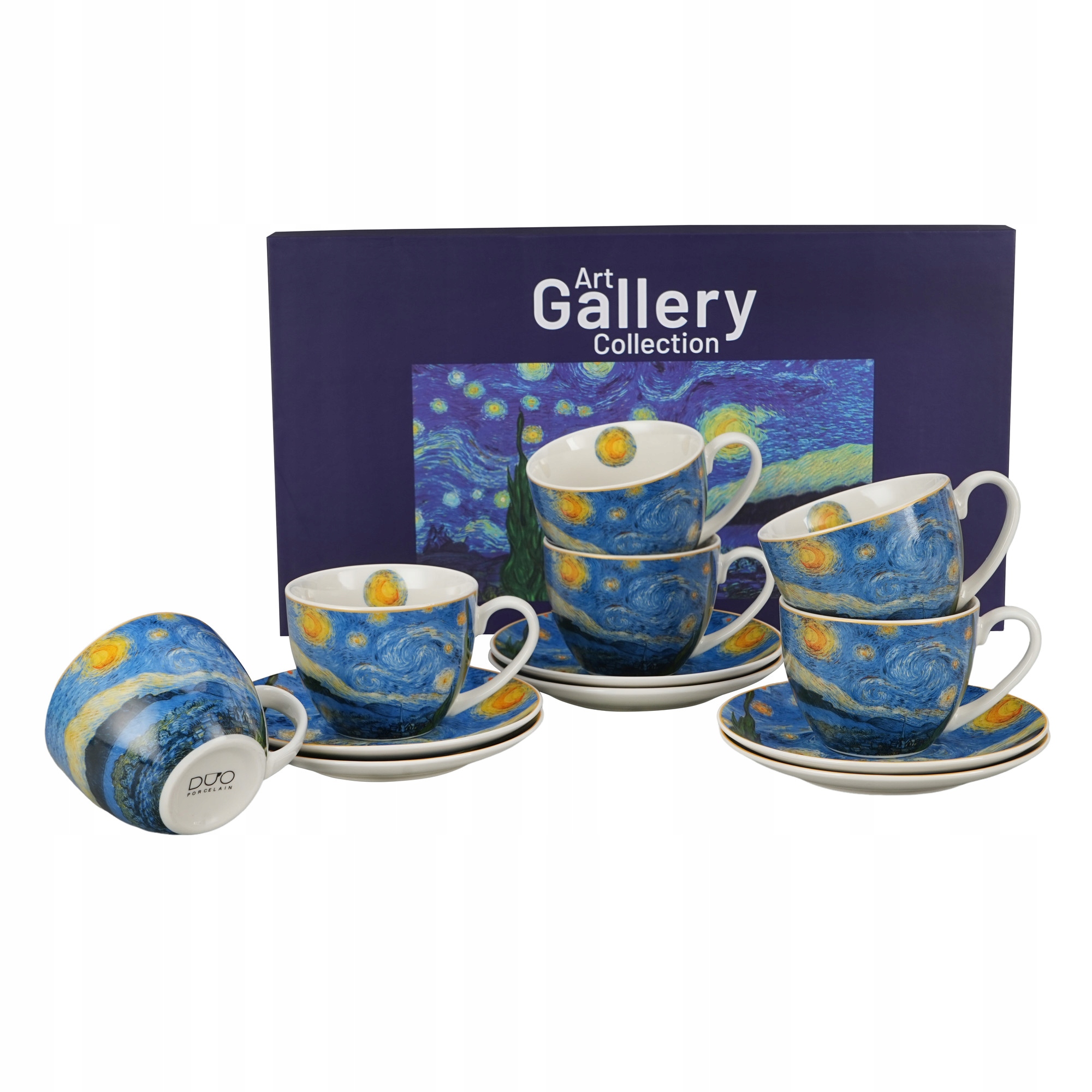 Šálky Starry Night 6 ks s podšálkami Van Gogh porcelán 280 ml
