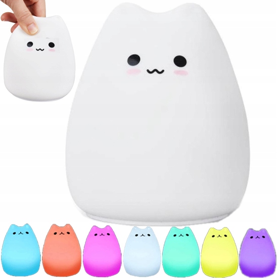 

Lampka Nocna Dla Dzieci Kotek Led Kolorowa Silikon