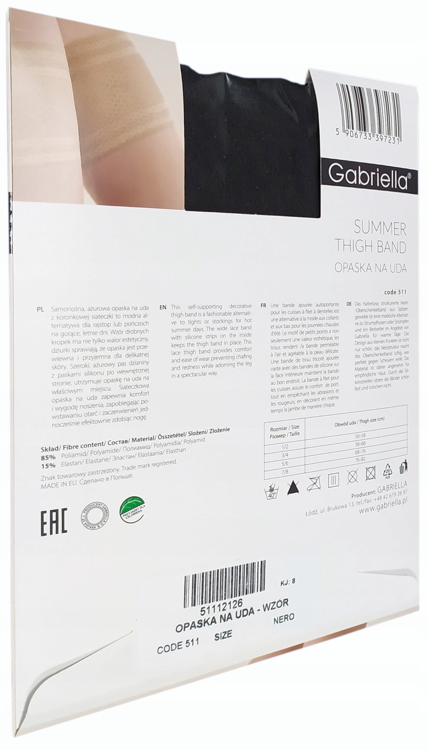 Opaski Na Uda Przeciw Otarciom Ażurowe Nero 1/2 EAN (GTIN) 5906733397231
