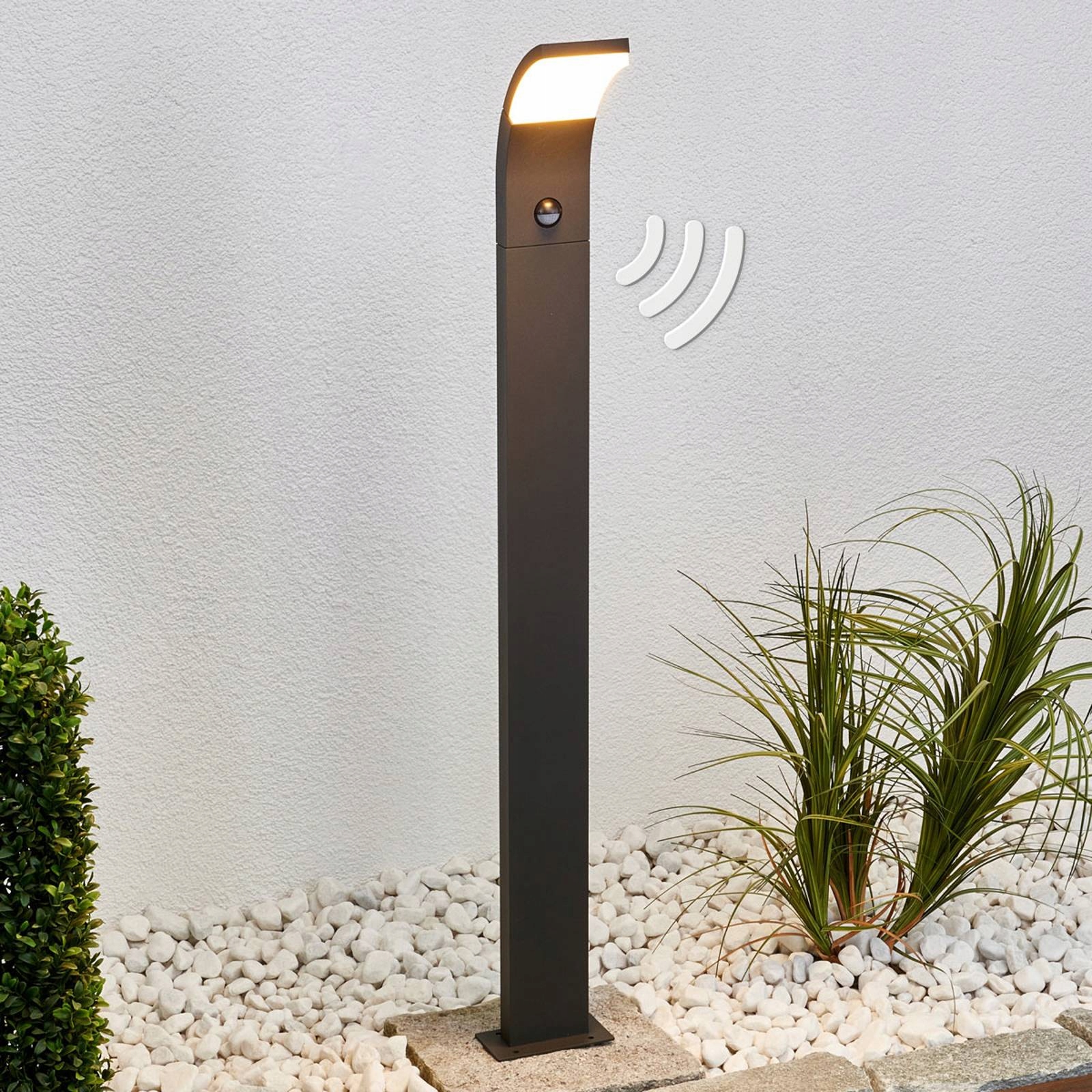 Lucande Timm Lampa ogrodowa Led, czujnik, 100cm, antracyt, IP54