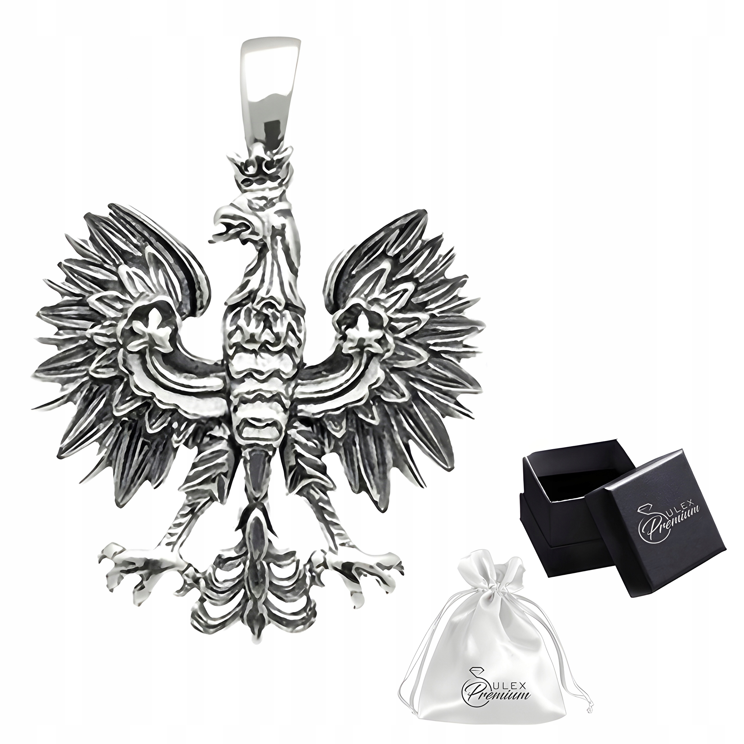 Stříbrný přívěsek ryzost 925 Přívěsek Orel V Koruně Znak Polský (Velký)