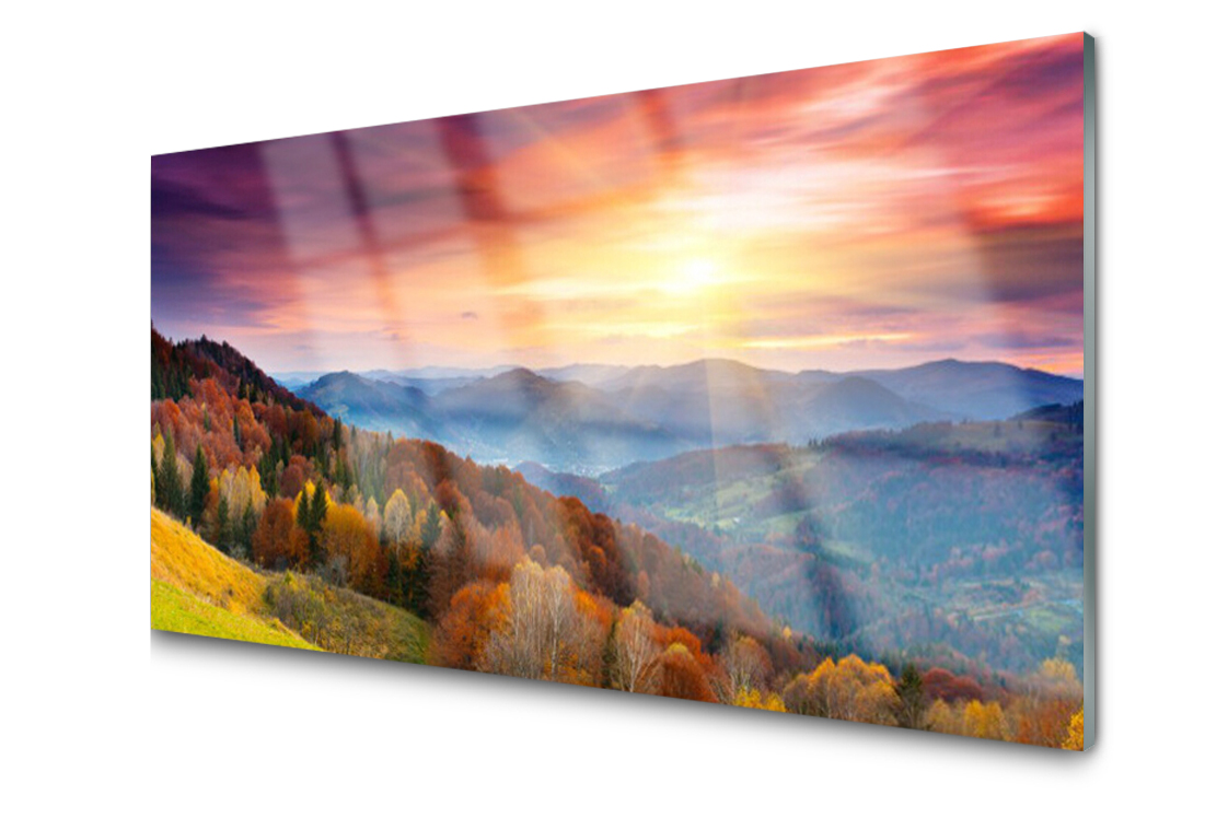 

Panel szklany Płytka Góra Las Słonce 100x50