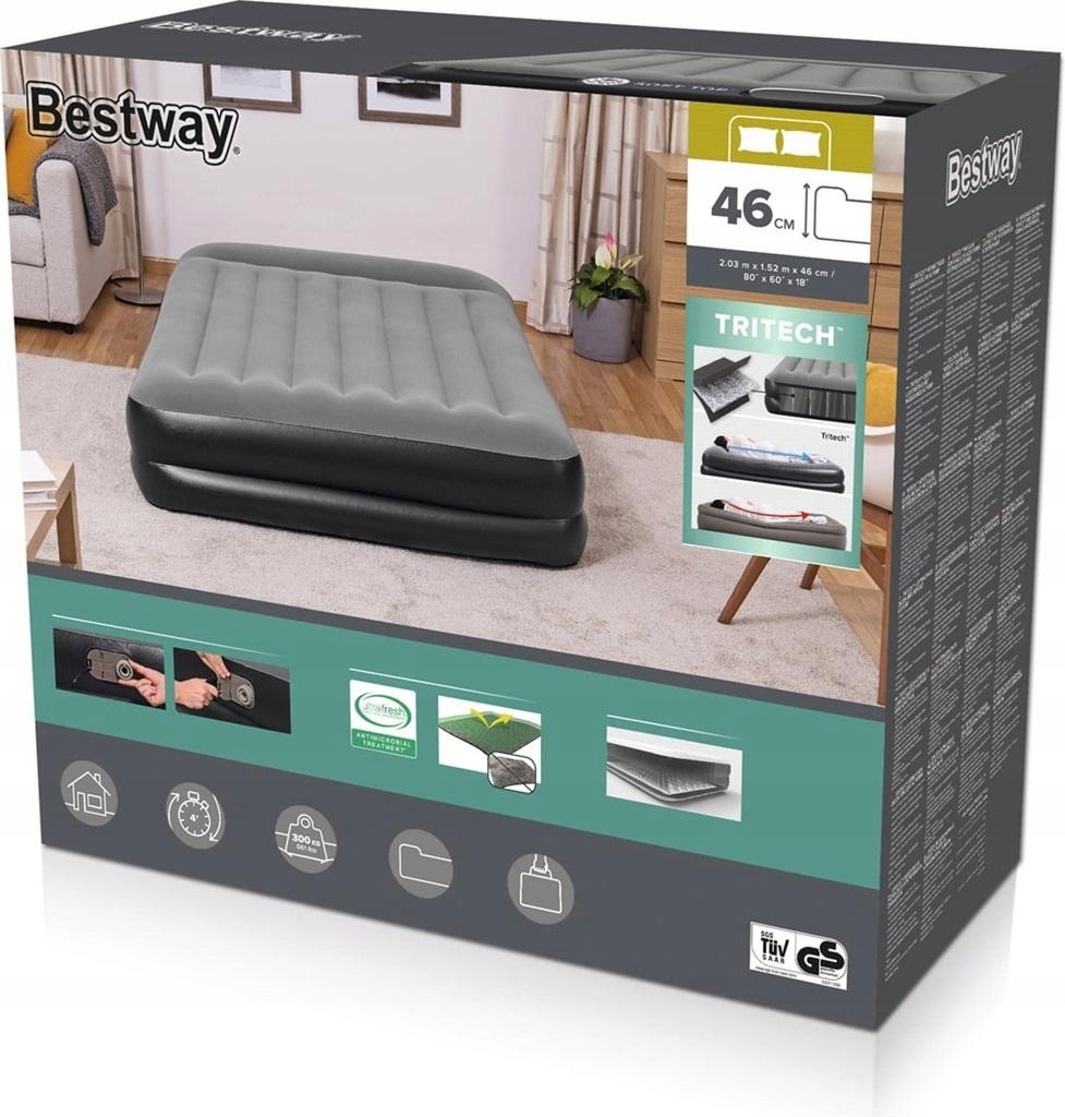 Matrace šedá 203 x 152 x 46 cm Bestway