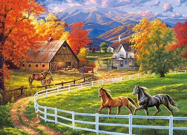 

Puzzle 200 Zwierzęta Konie Farma Góry 7+ Castor