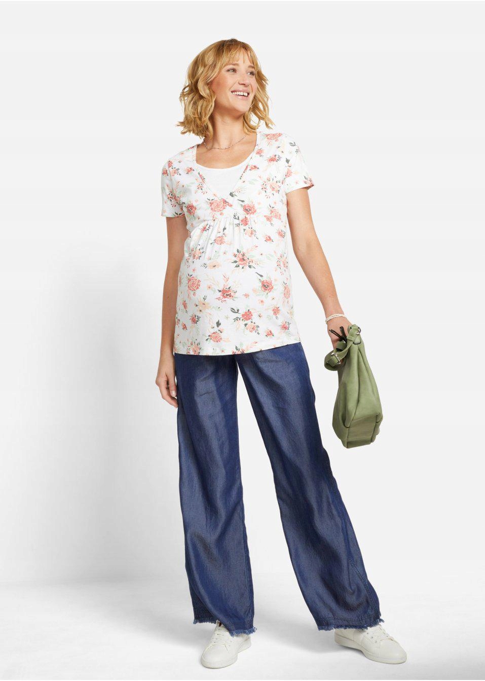 BONPRIX S30 JWI CIĄŻOWE GRANATOWE SPODNIE Z SZEROKIMI NOGAWKAMI _/ 46 Rozmiar 46