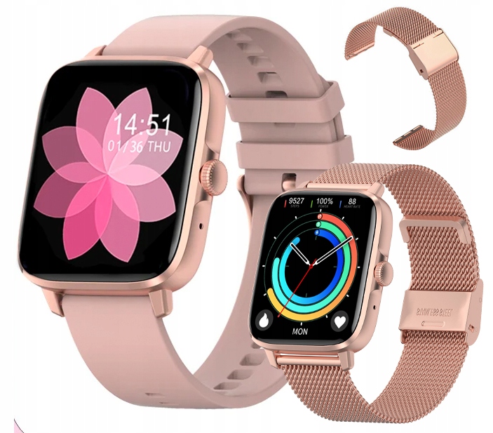 ZEGAREK SMARTWATCH CIŚNIENIOMIERZ PULSOKSYMETR ROZMOWY POL MENU 2 PASKI