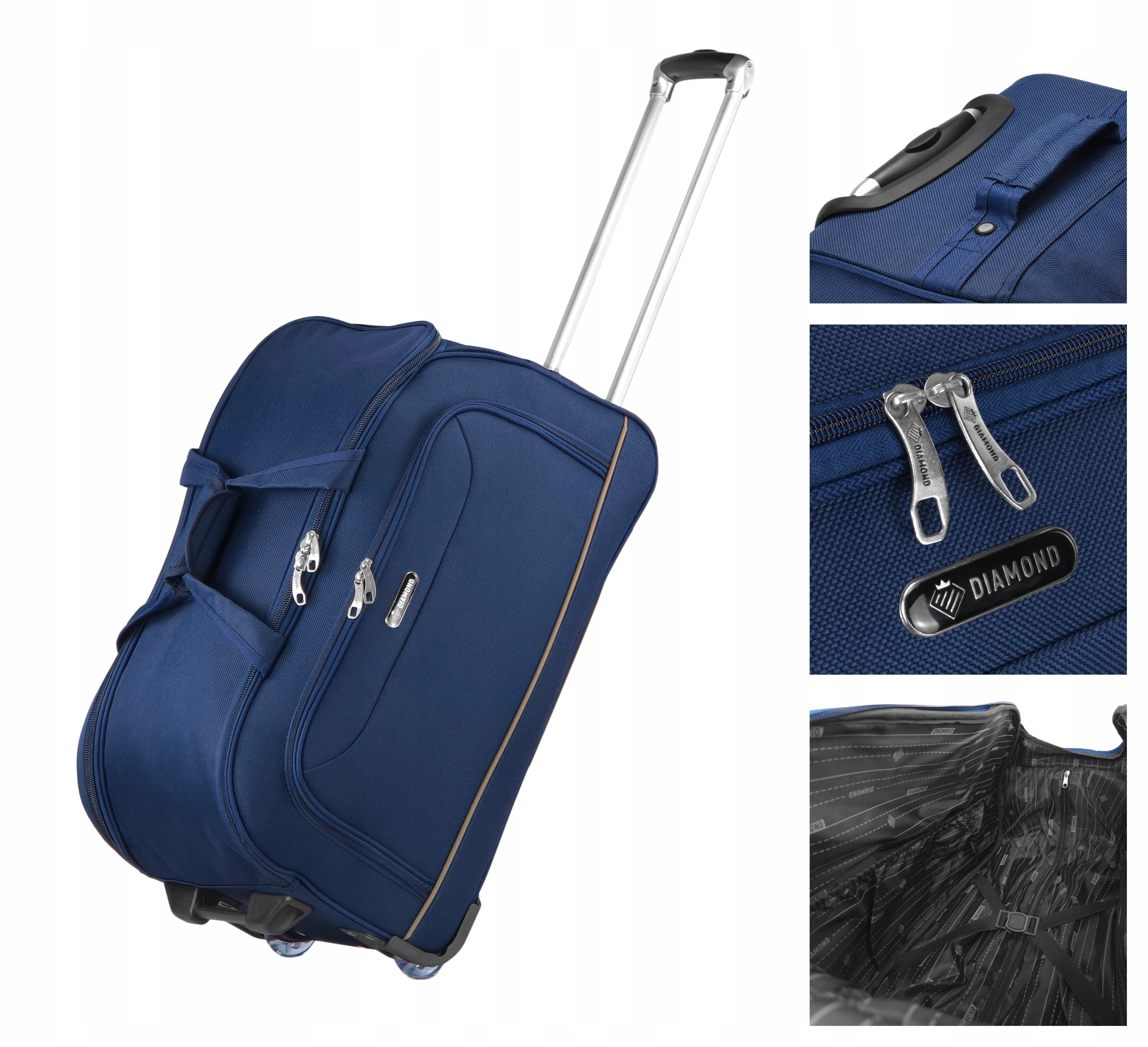 Střední Cestovní Taška Na Kolečkách M Zavazadlo Kufr Rukojeť Tmavě Modrá Diamond
