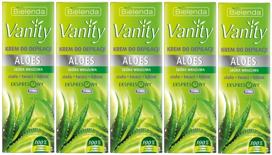 5 x BIELENDA VANITY DEPILAČNÝ KRÉM ALOES 100 ML Bez presušovania