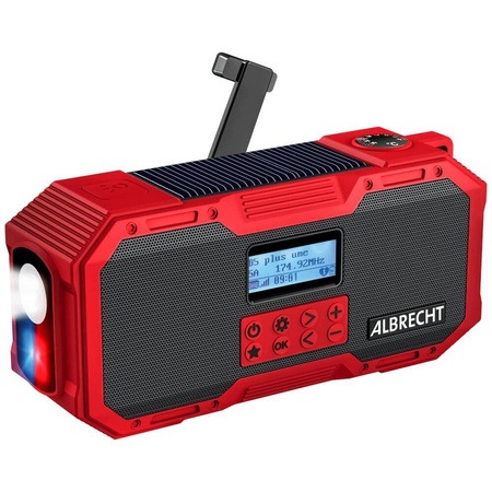 Solární klikové rádio Albrecht Dr 112 Dab+ Fm Bluetooth svítilna IPX5 karavan