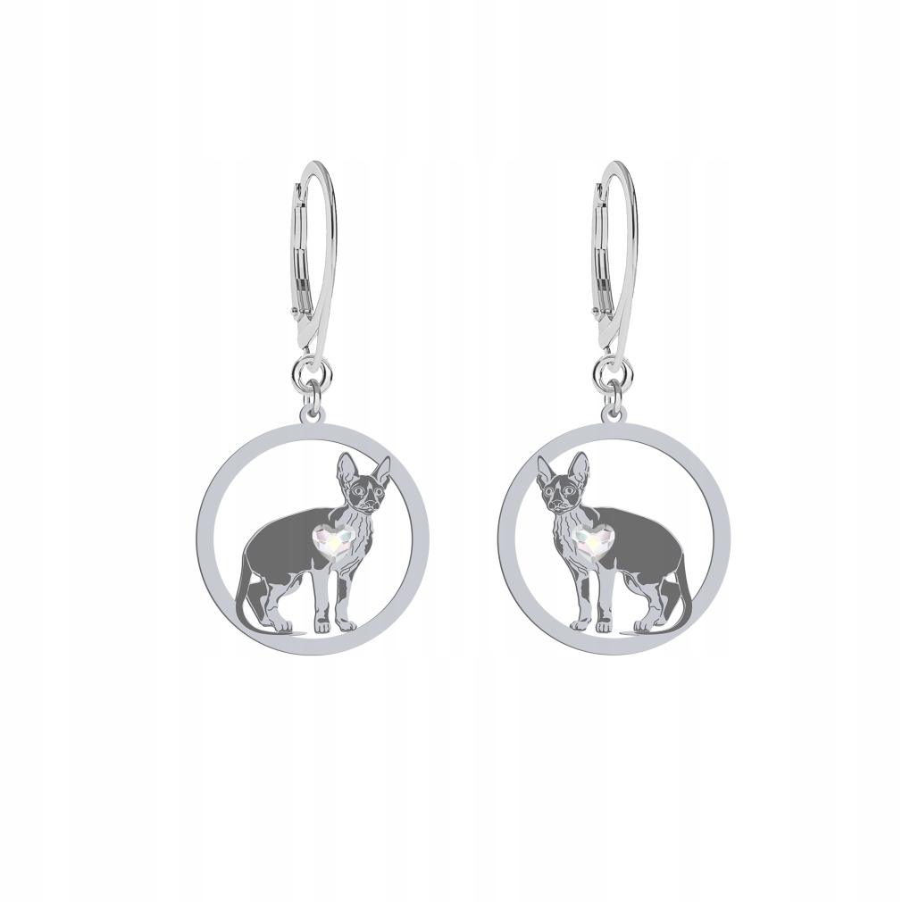 Stříbrné Náušnice s kočkou Cornish Rex 925 Žena Šperky Narozeniny Gravírování