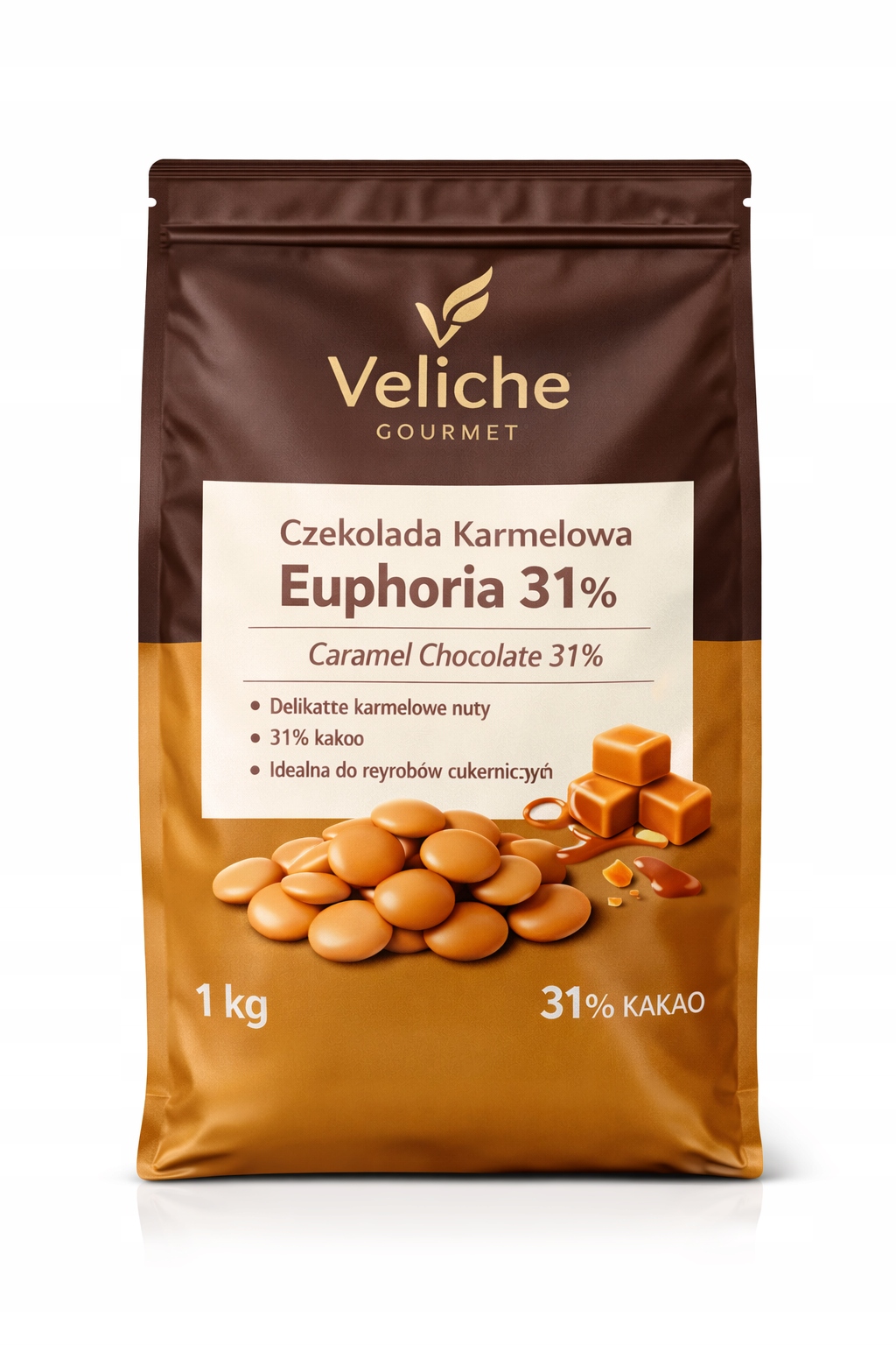Levně Čokoláda karamelová Euphoria 31% 1kg Veliche