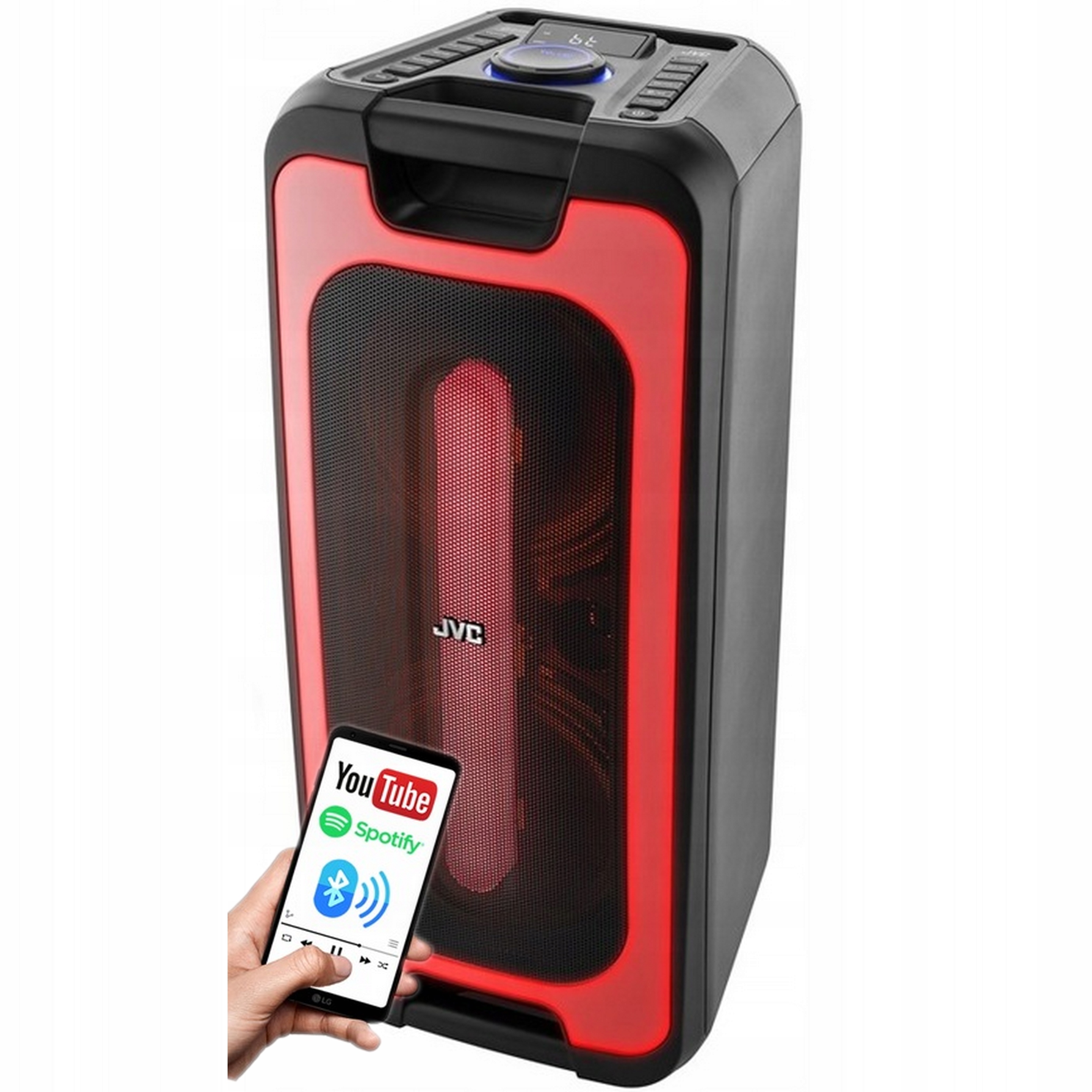 Głośnik przenośny Power Audio Jvc PartyBox 140W Bt Karaoke Led Tws Mikrofon