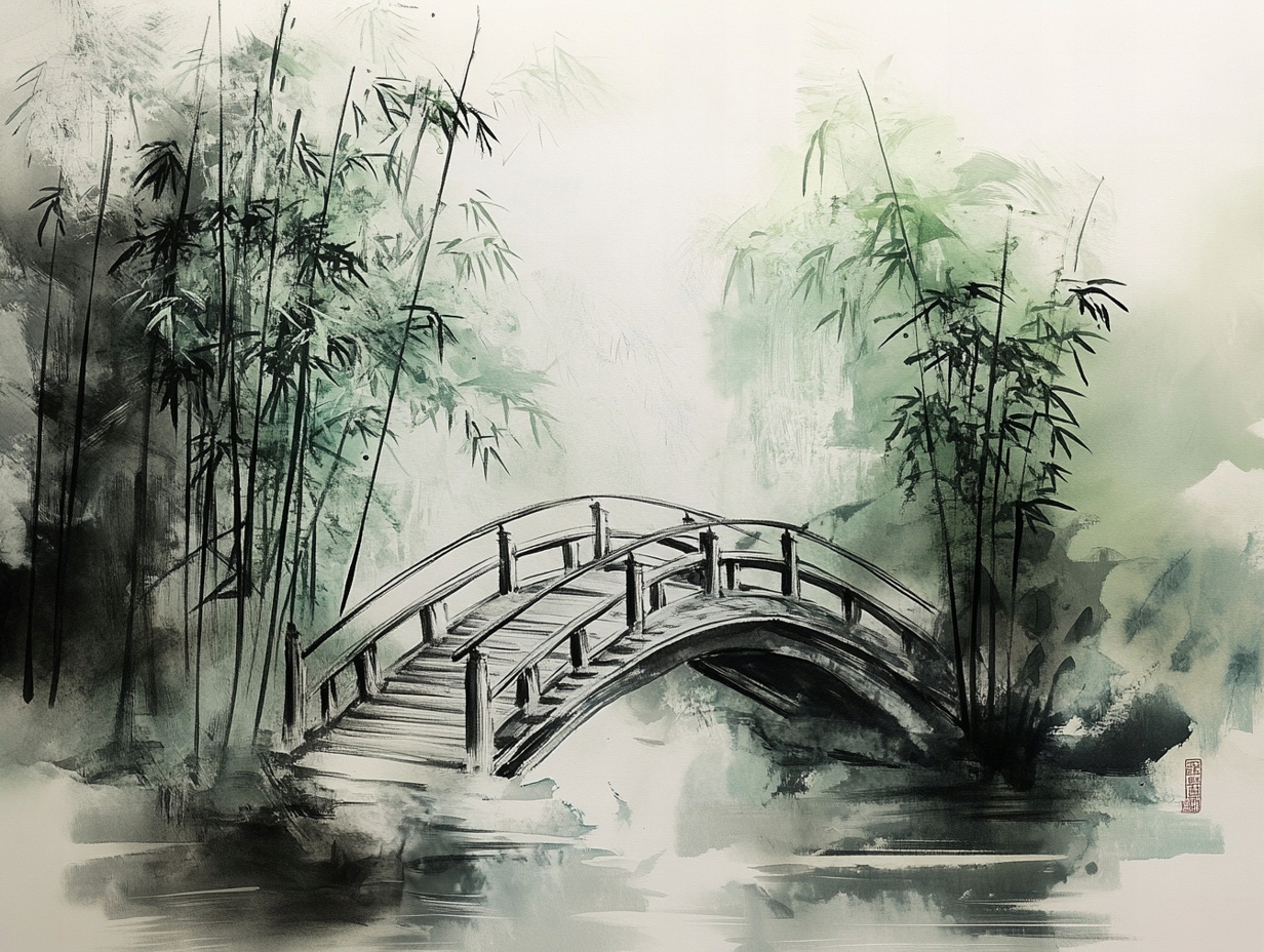 Obraz Na Plátně Canvas Grafika Japonsko Asie Park Zahrada Bambus Most 80x60