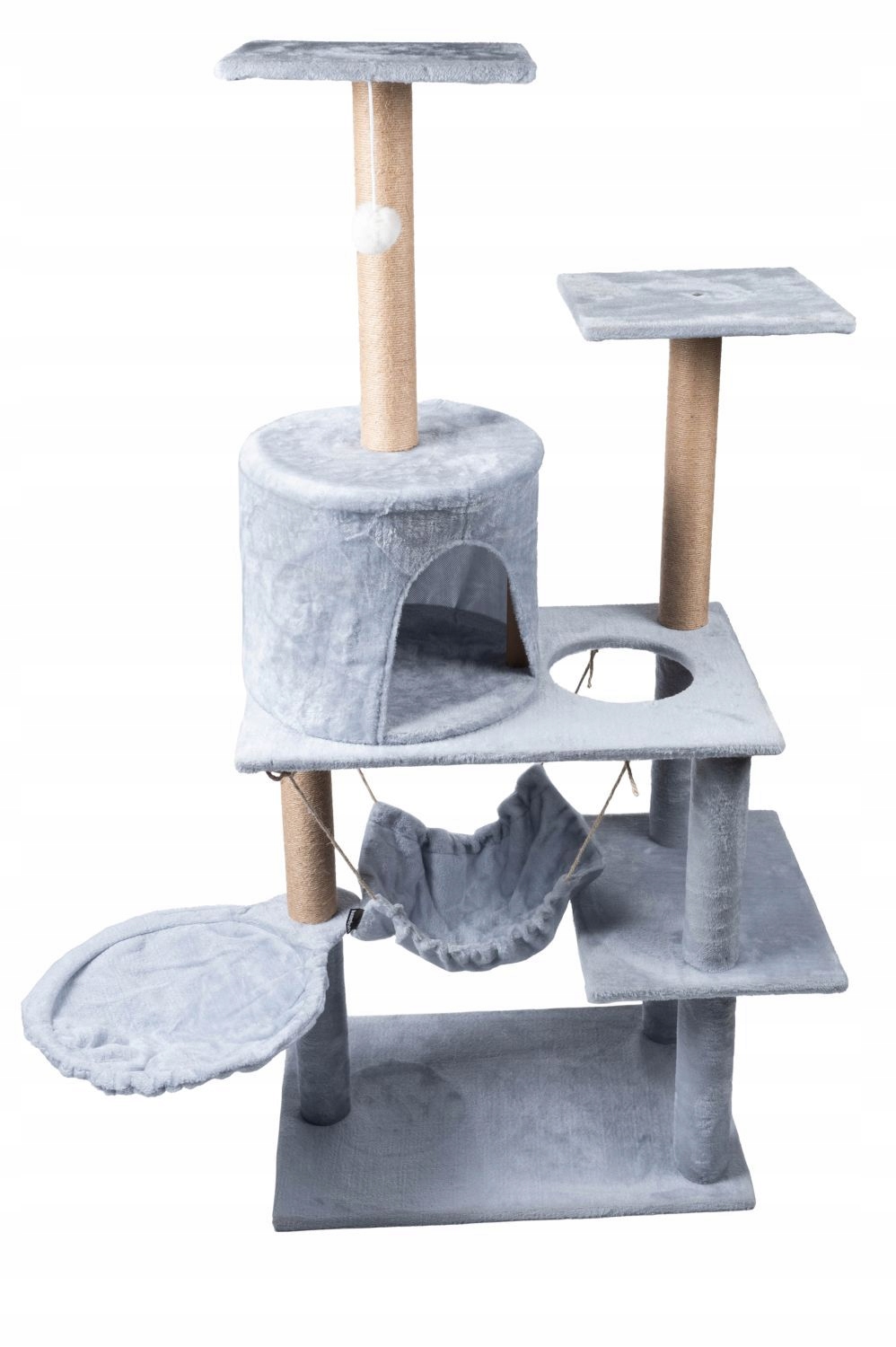 Levně Škrabadlo pro kočky pelíšek věž domeček 5 úrovní šedá