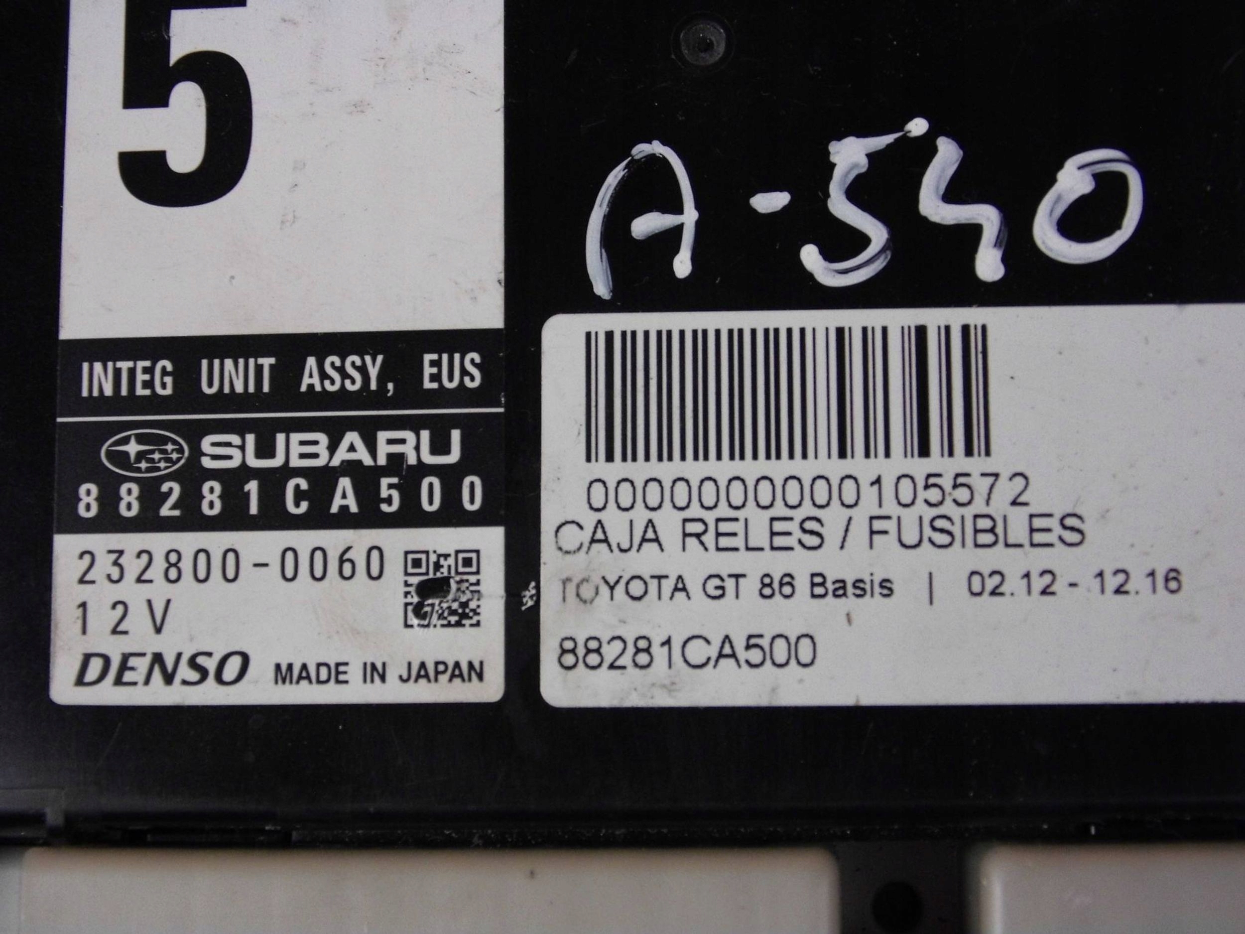 Toyota GT86 Subaru BRZ module computer control unit komfortu 88281CA500