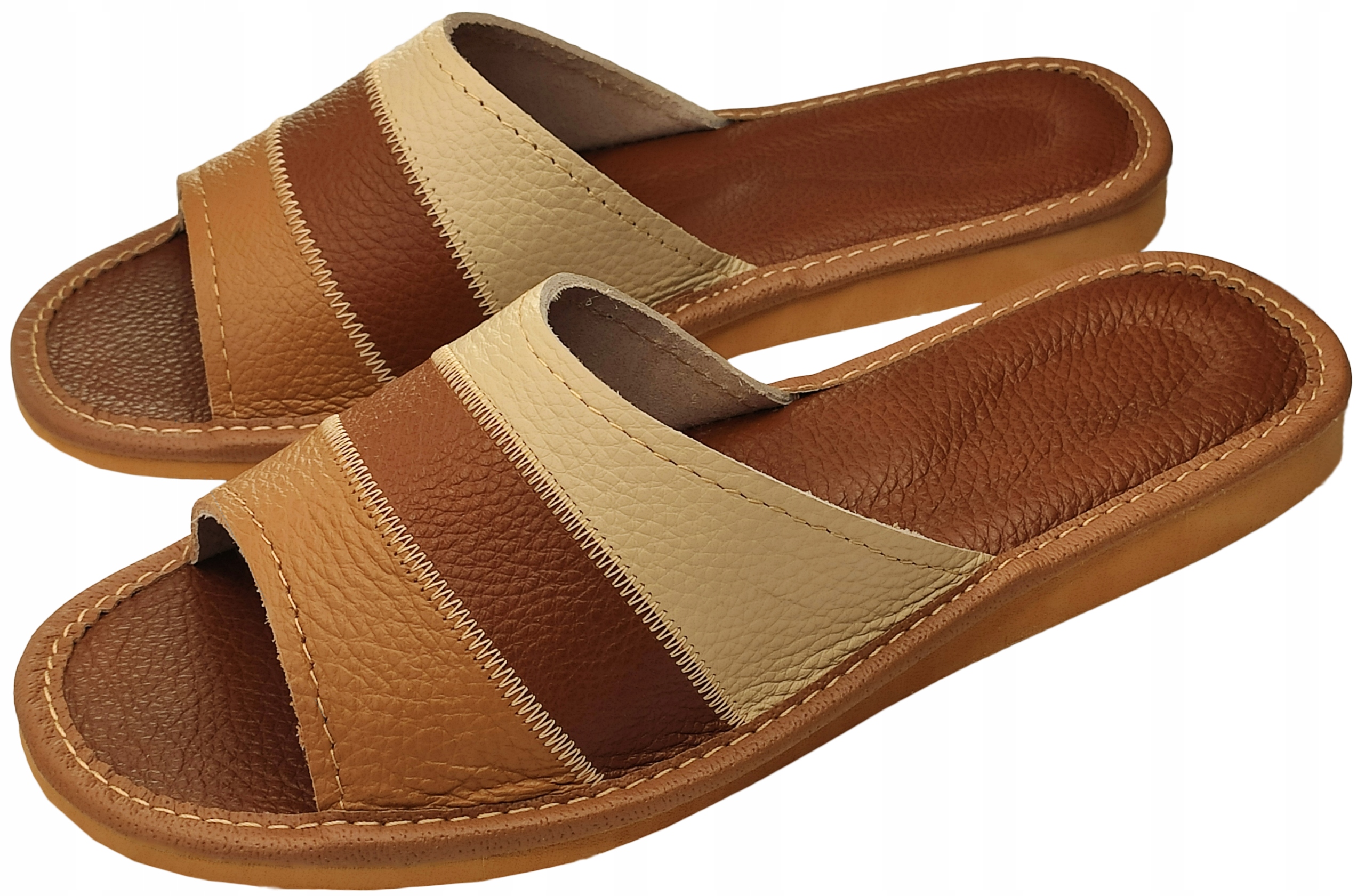 Pantofle Skórzane Damskie Kapcie Klapki PIOMAT