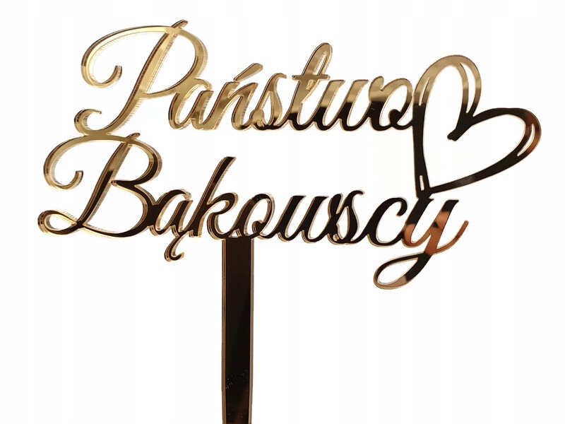 

Topper ślubny z Nazwiskiem nazwisko złote lustro