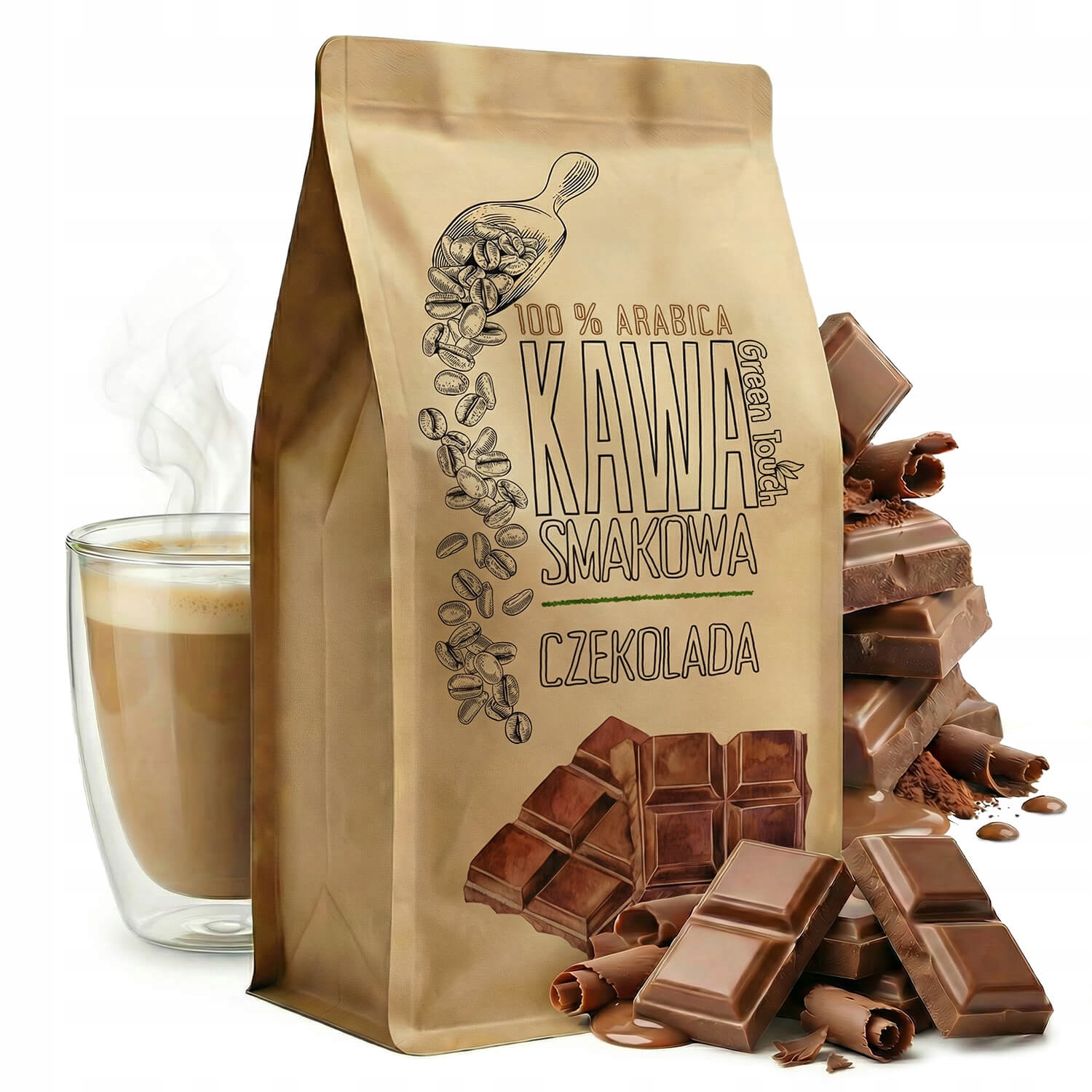 Levně mletá káva s příchutí Čokolády a čokoládovou příchutí 1 kg Green Touch