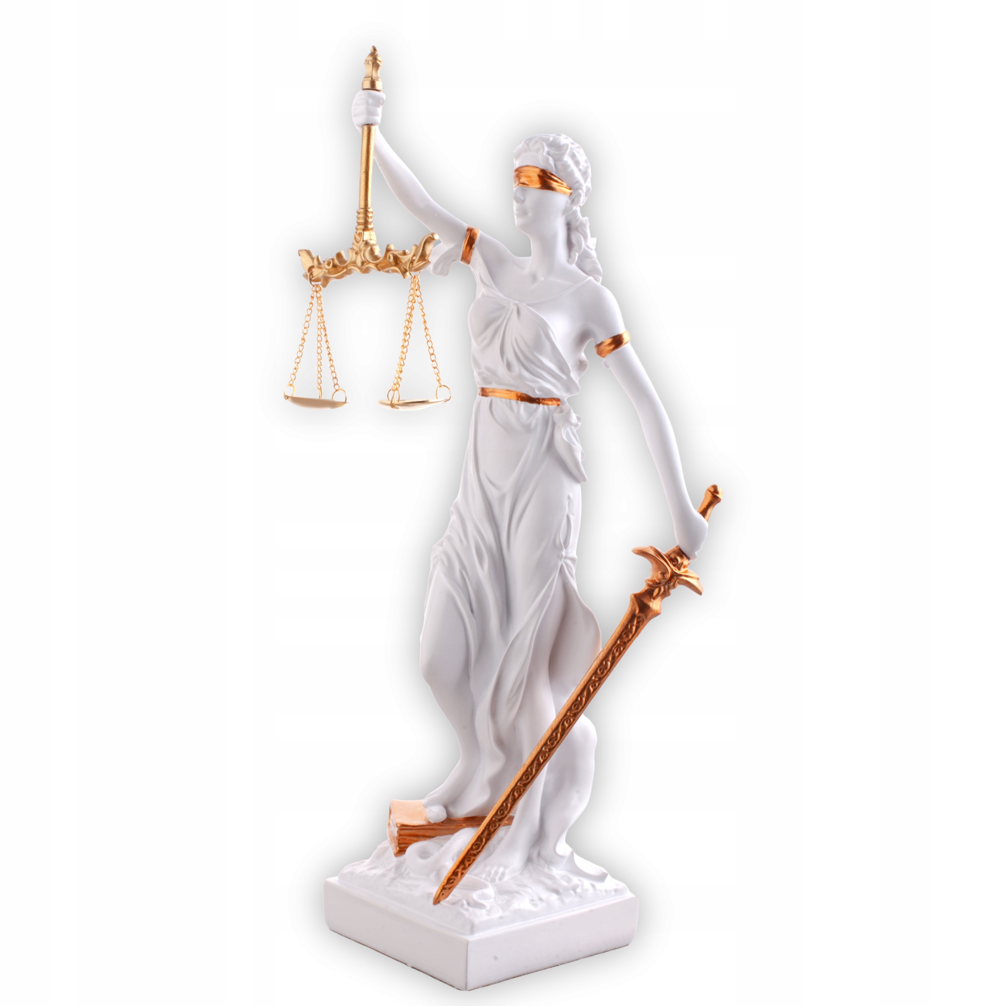 Bílá Themis se váhou a mečem 31 cm socha Dárek pro právníka TEM-02