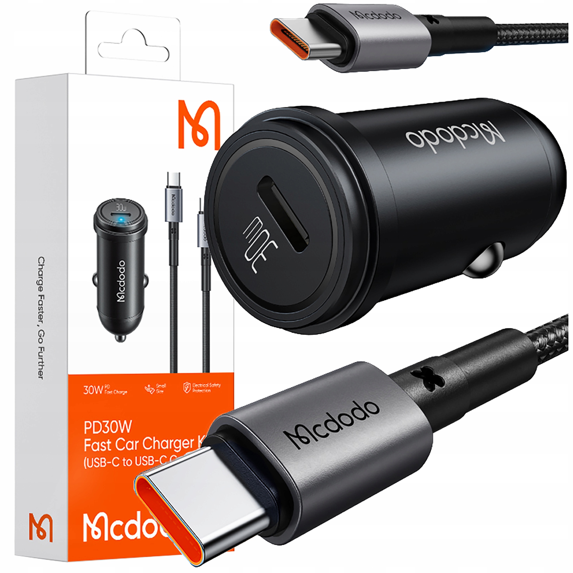 Mcdodo Szybka Ładowarka Samochodowa Do Telefonu Usb-c Led Kabel Usb-c 1M