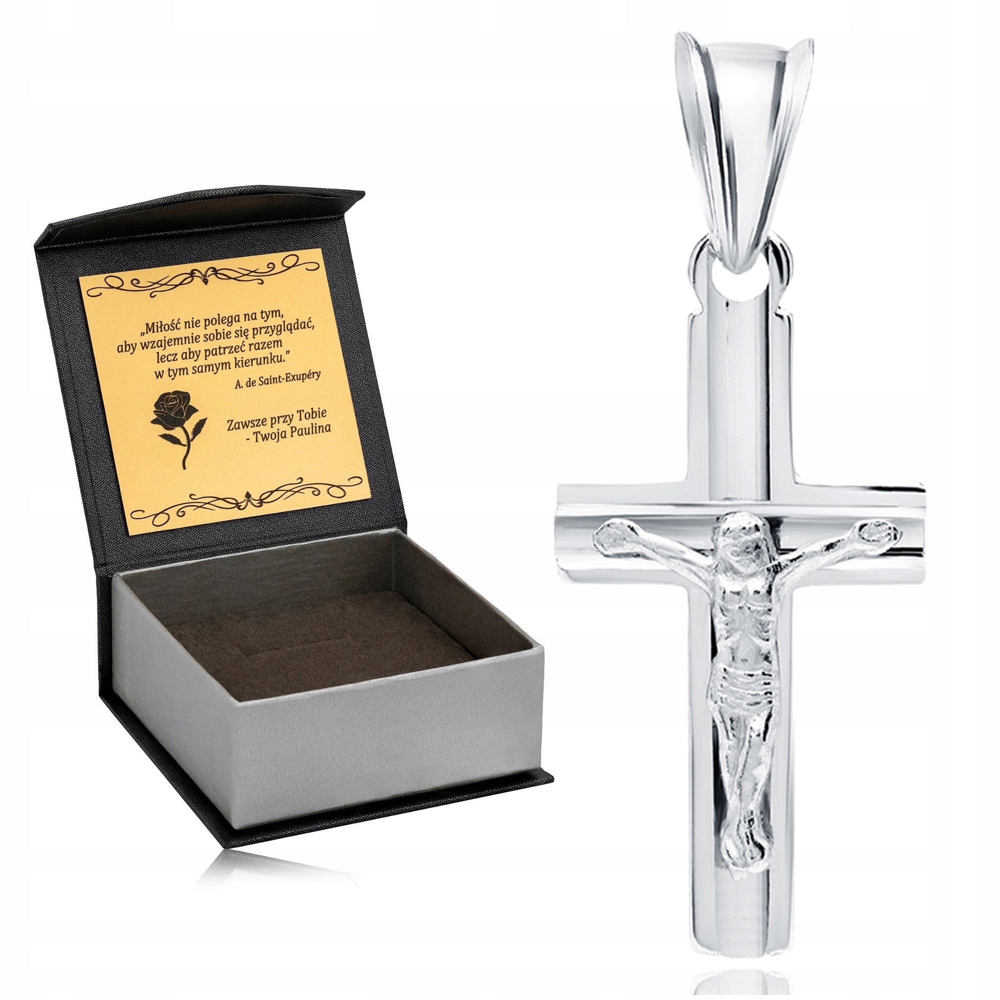 Malý Stříbrný Rhodiovaný Kříž Pr. 925, Jemný Diamantový Křížek Gravírování