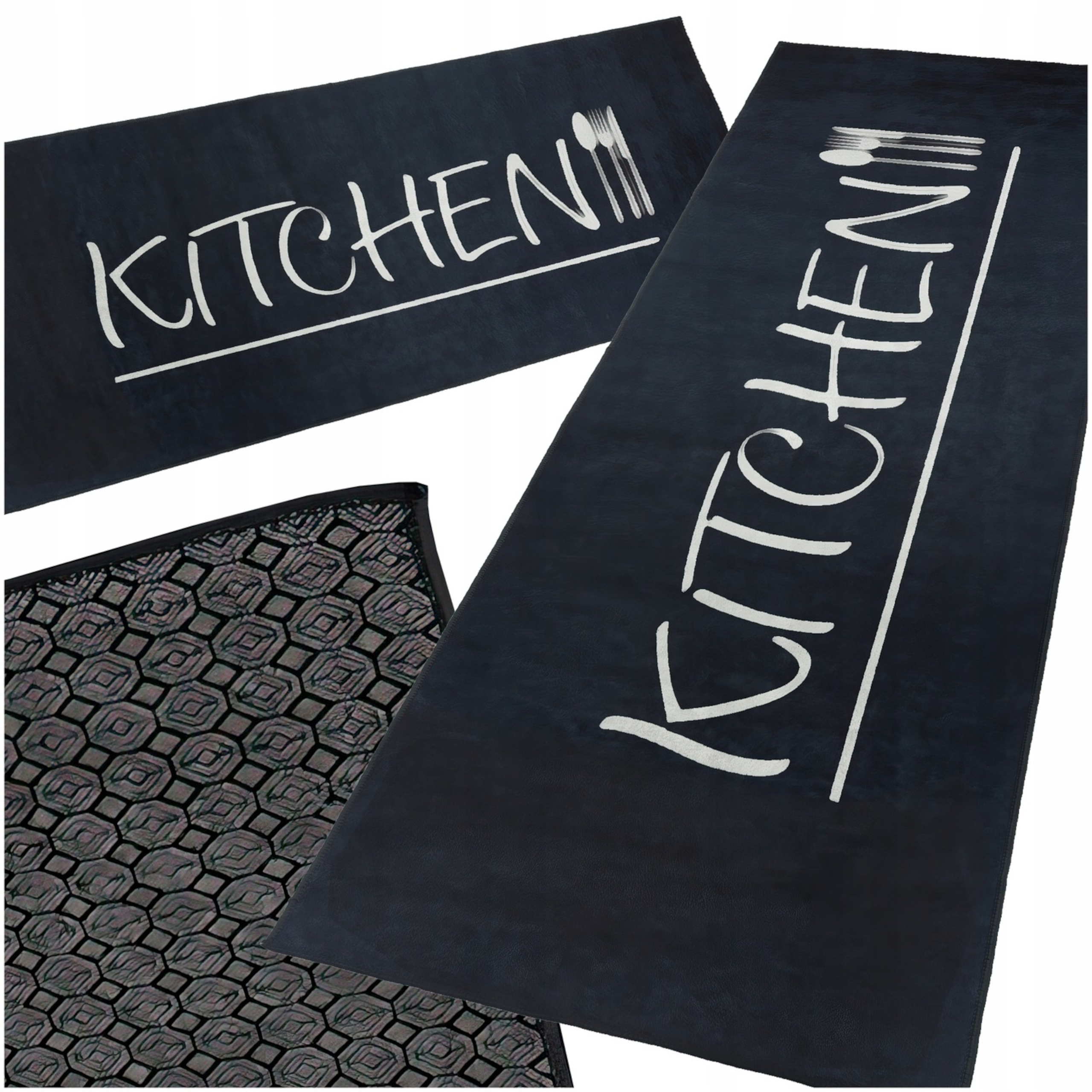 Chodnik Do Kuchni 80x200 Czarny Dywan Kuchenny Napisy Kitchen Podgumowany