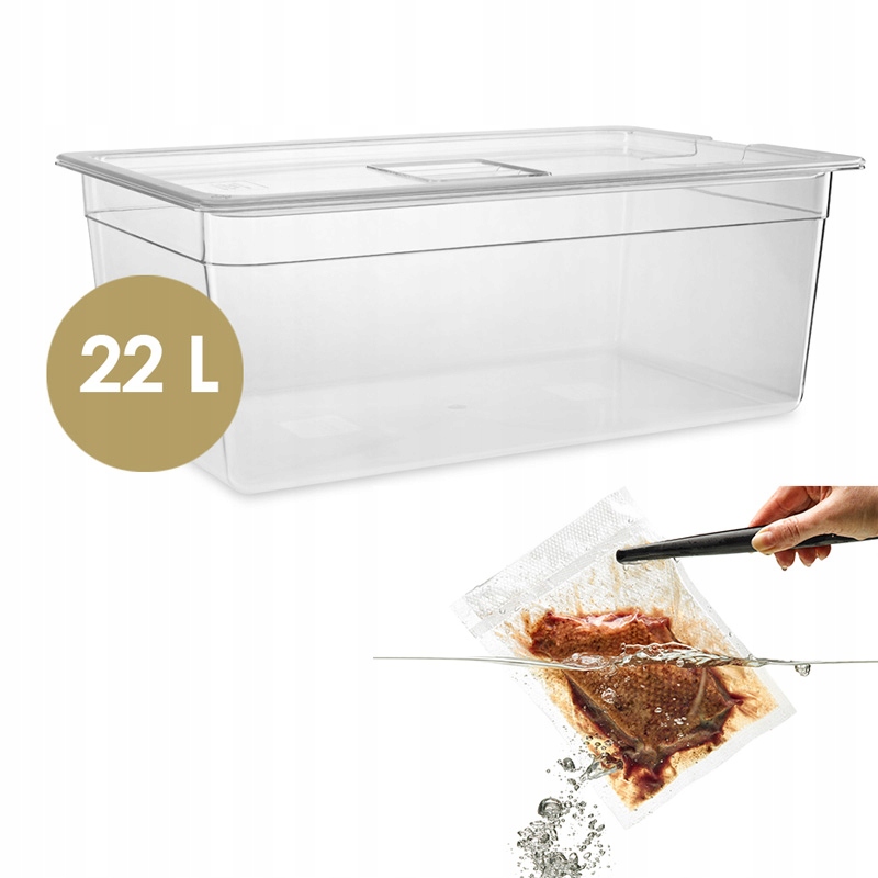 Pohodlná veľká vaňa na varenie Sous Vide 22 l s izolačnou pokrievkou Lava