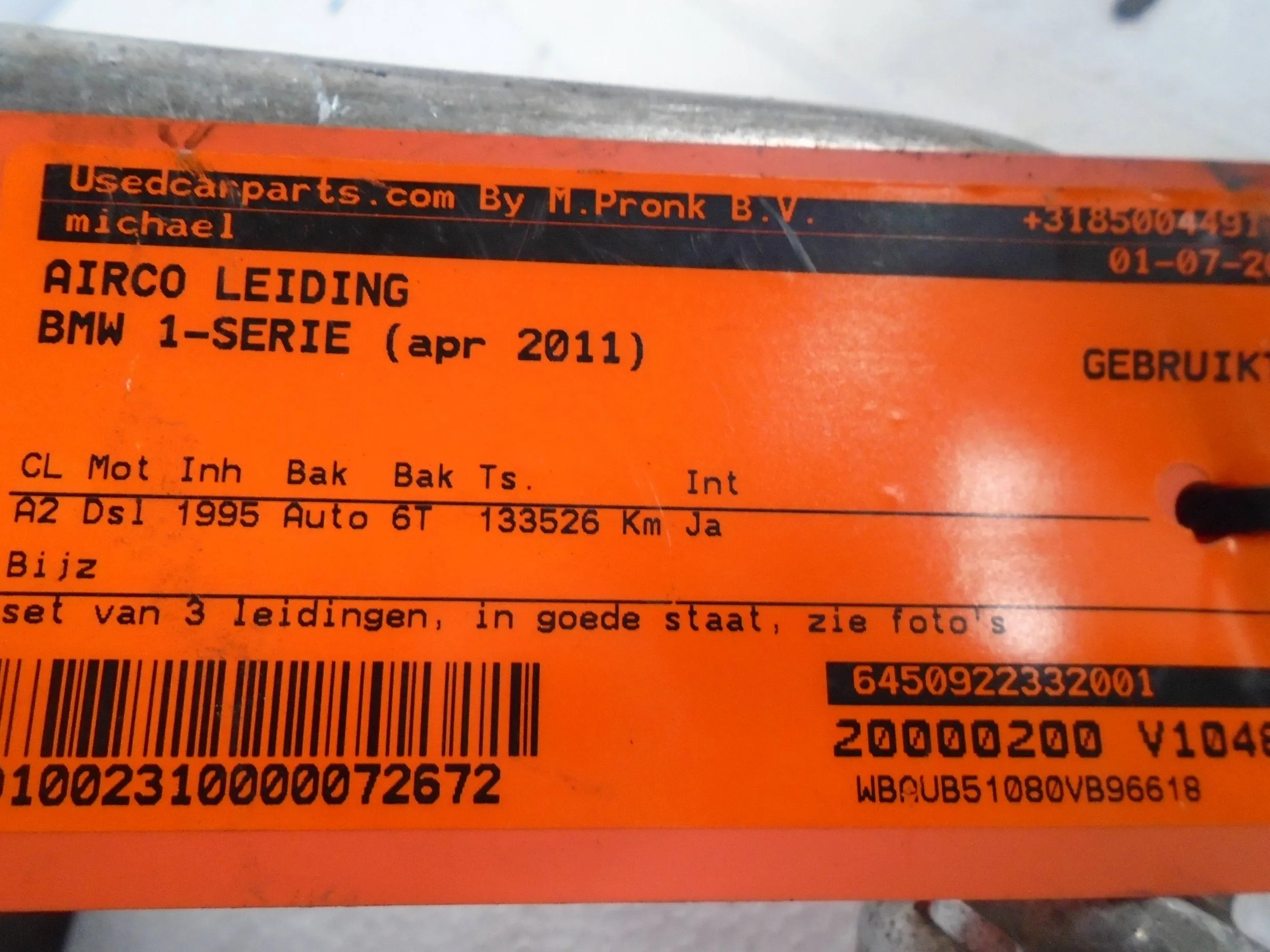 vedení klimatizaci 922332001 BMW 1 E81 E87