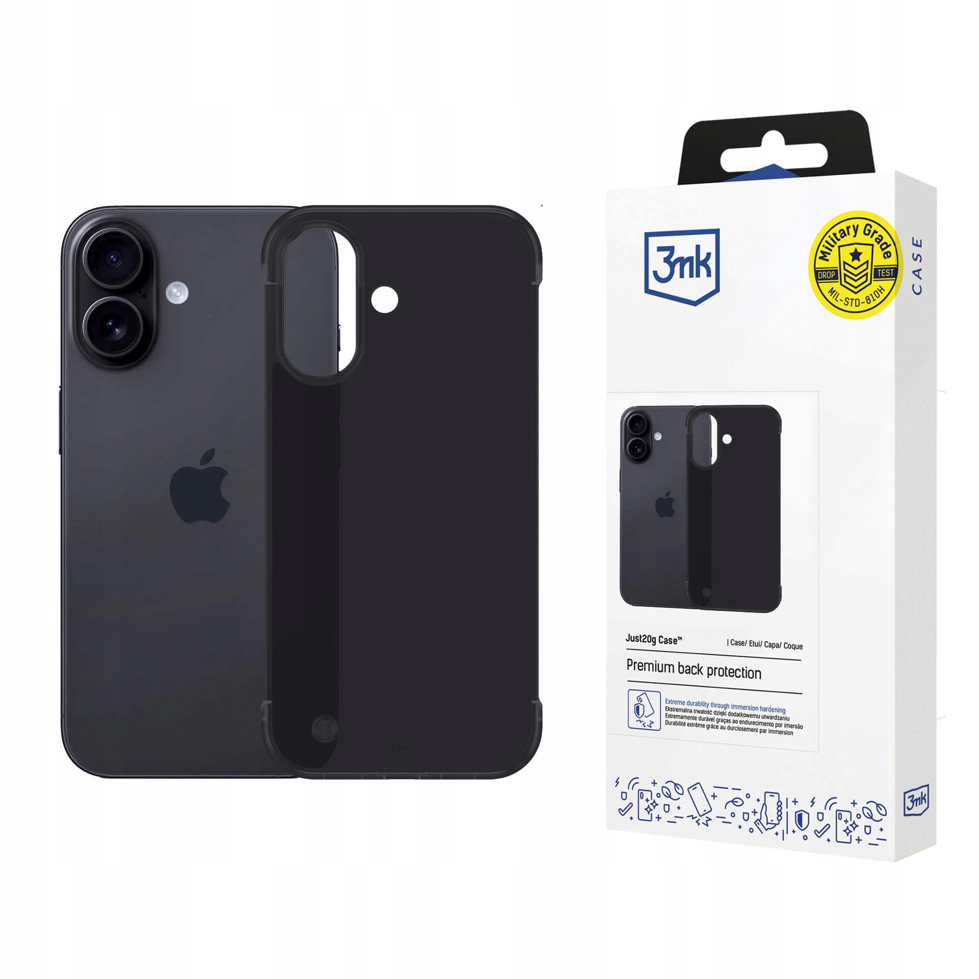 Etui 3mk Just20g Matt Case na Apple iPhone 16 czarne matowe 3mk Protection