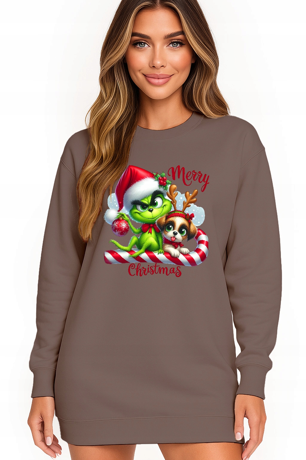 Mikina Dámská Vánoční Oversize Šaty Grinch Sob Dárek Vánoce S