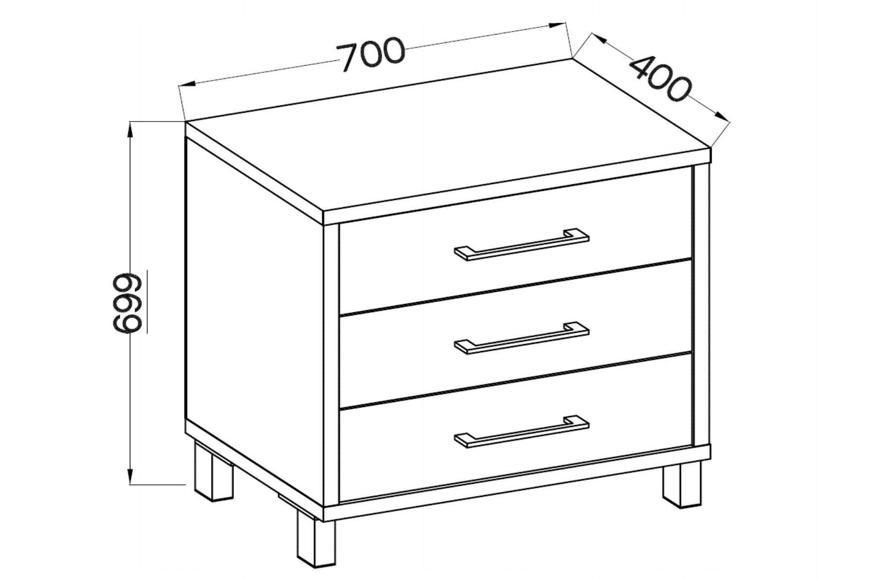 NOWOCZESNA KOMODA LOFT 3 SZUFLADY DĄB SONOMA ROMA Stan opakowania oryginalne