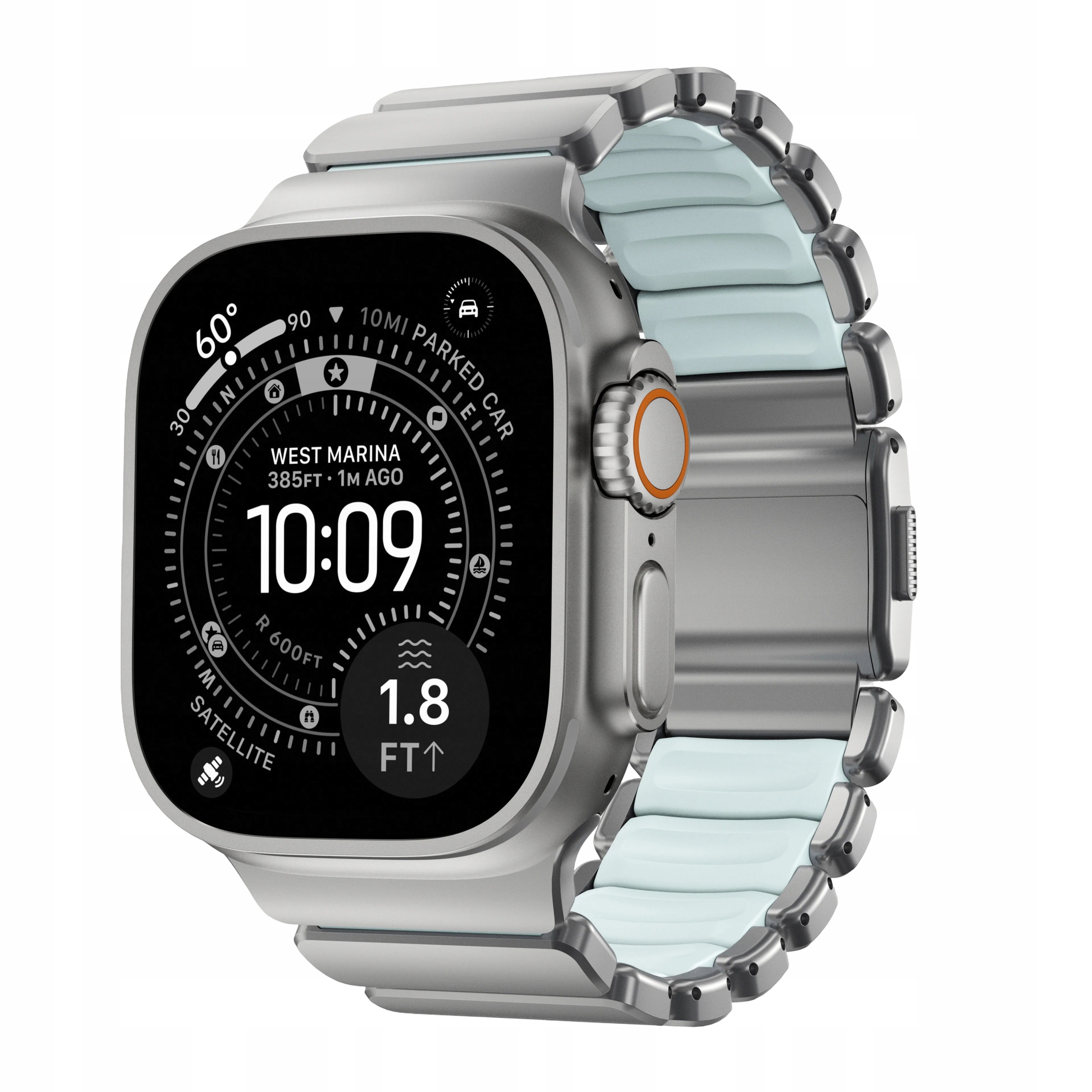 Řemínek pro Apple Watch Nomad Stratos Ultra 49/45mm, Titanová spona Fkm