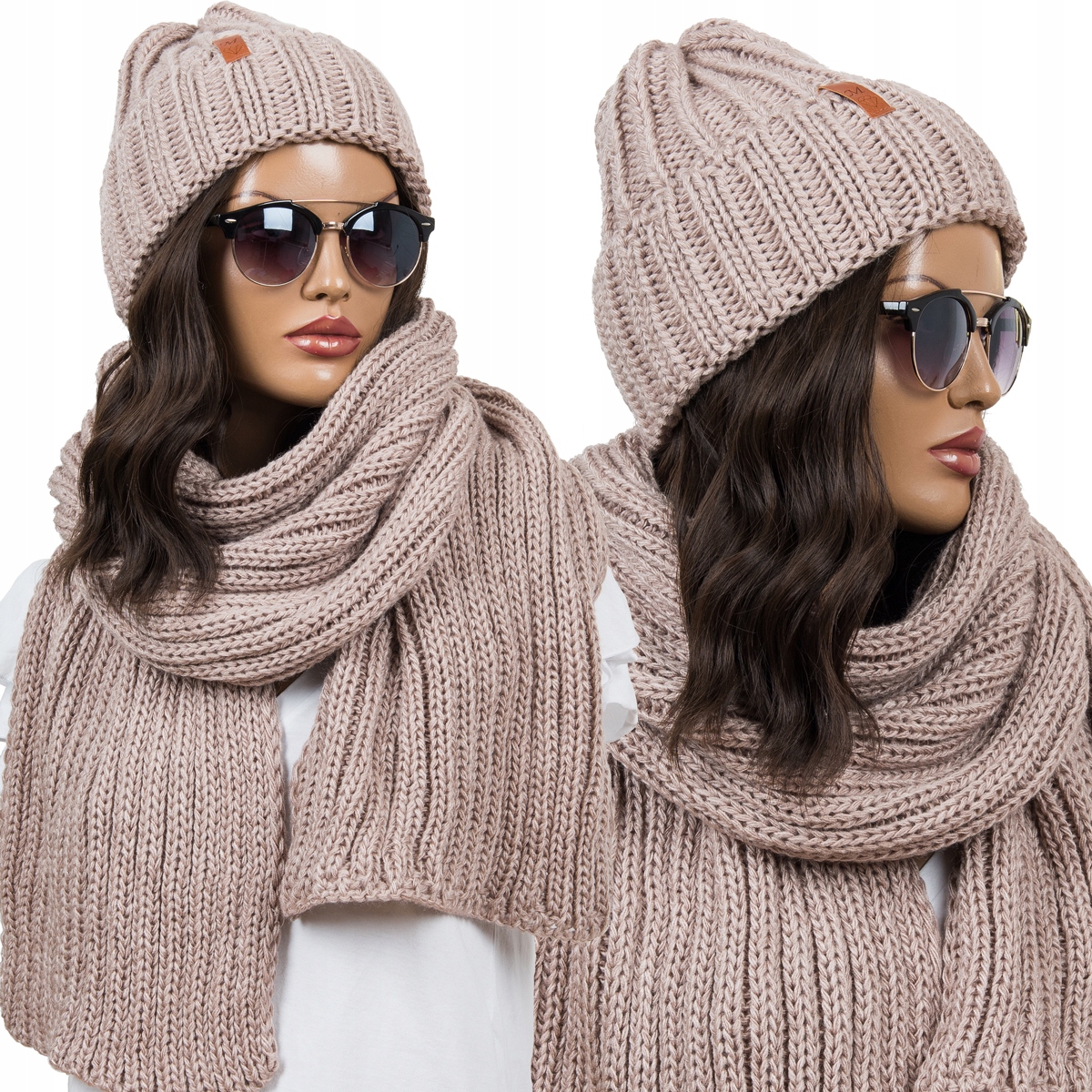 CIEPŁY KOMPLET damski CZAPKA + SZALIK KOLORY PL