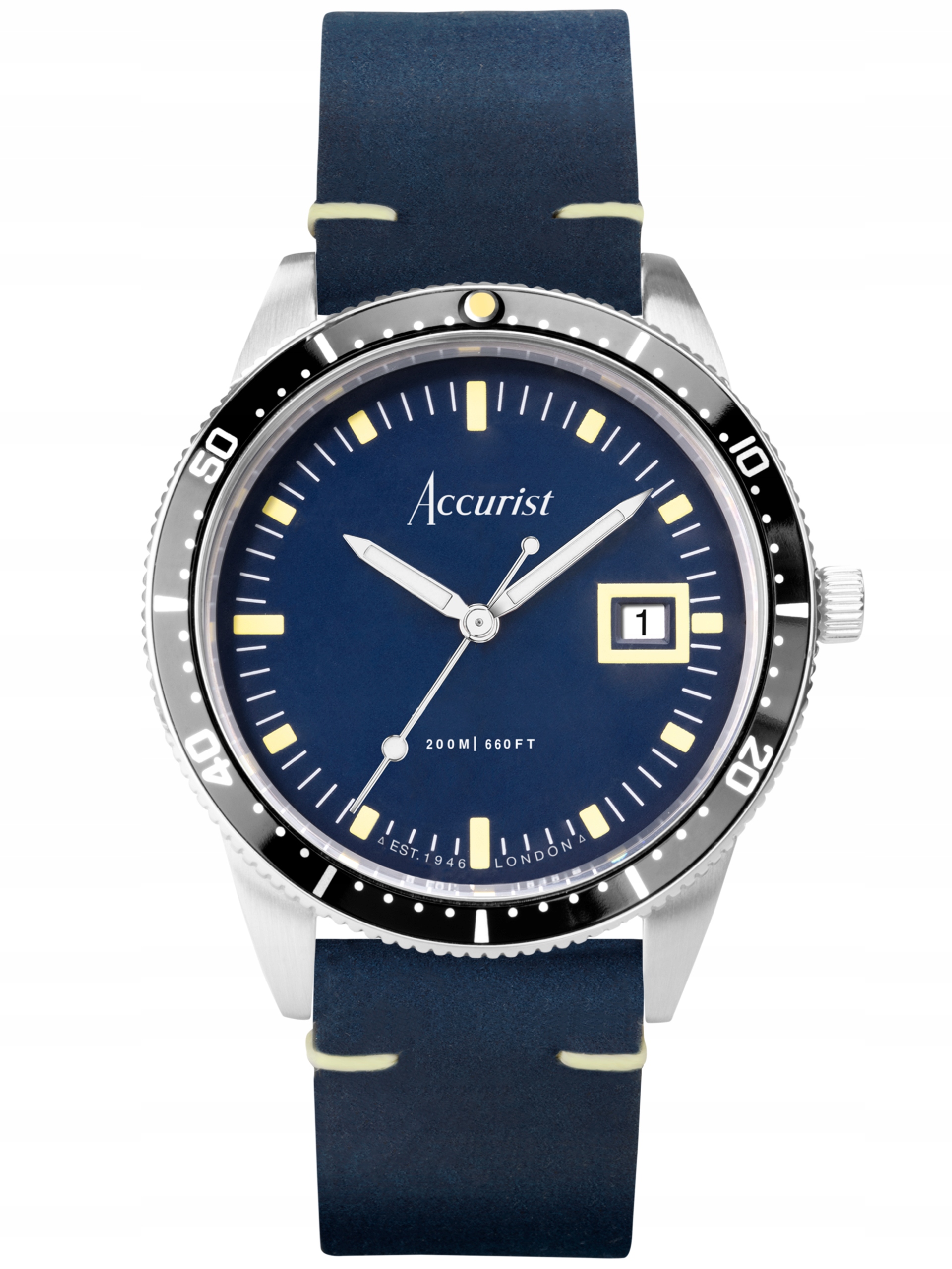 Nové Originální Pánské Hodinky Accurist Dive 72002, tmavě modrá barva, datum gravírování