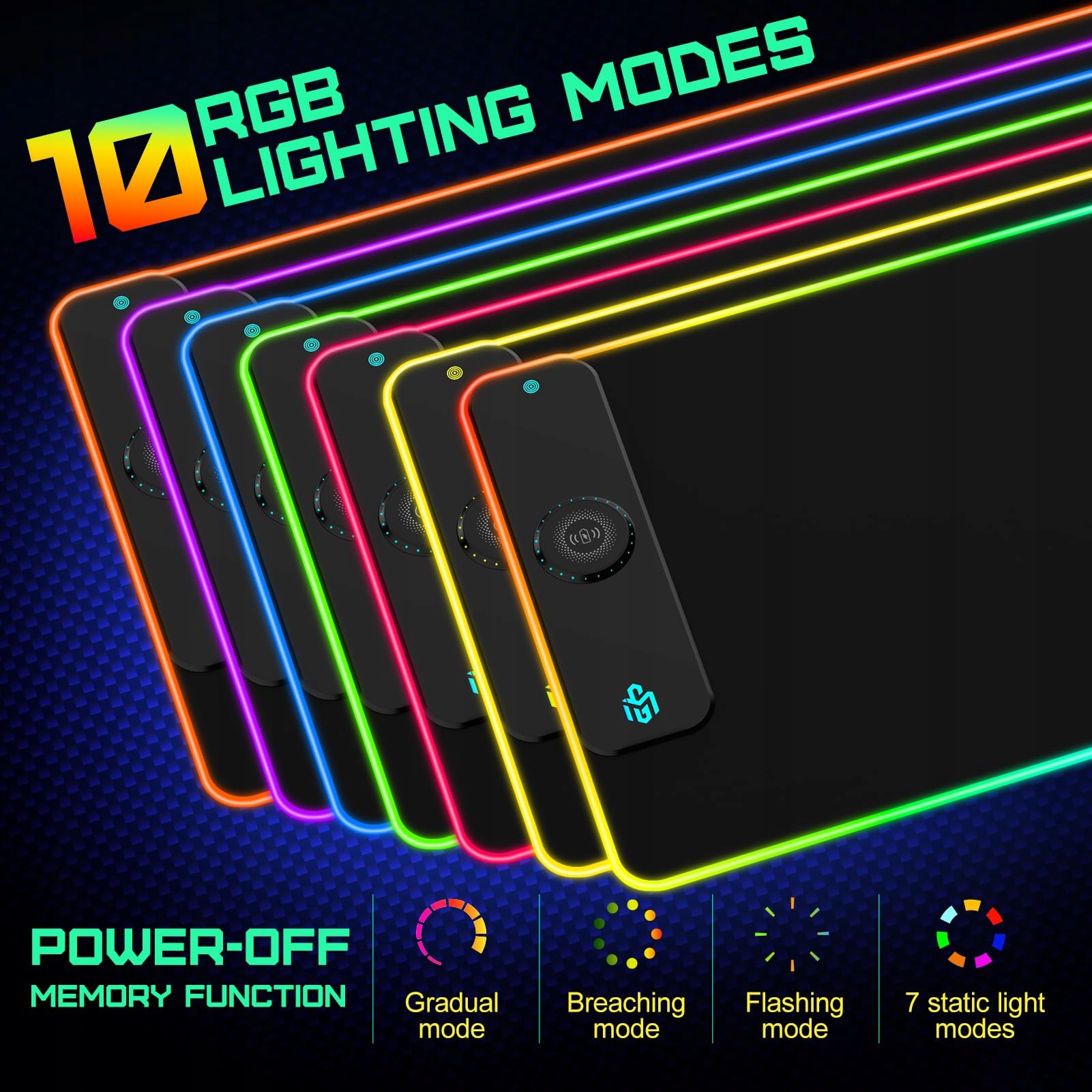 RGB GAMING Podkładka LED Qi 900x400mm Szybkie Ładowanie — miniatura 4