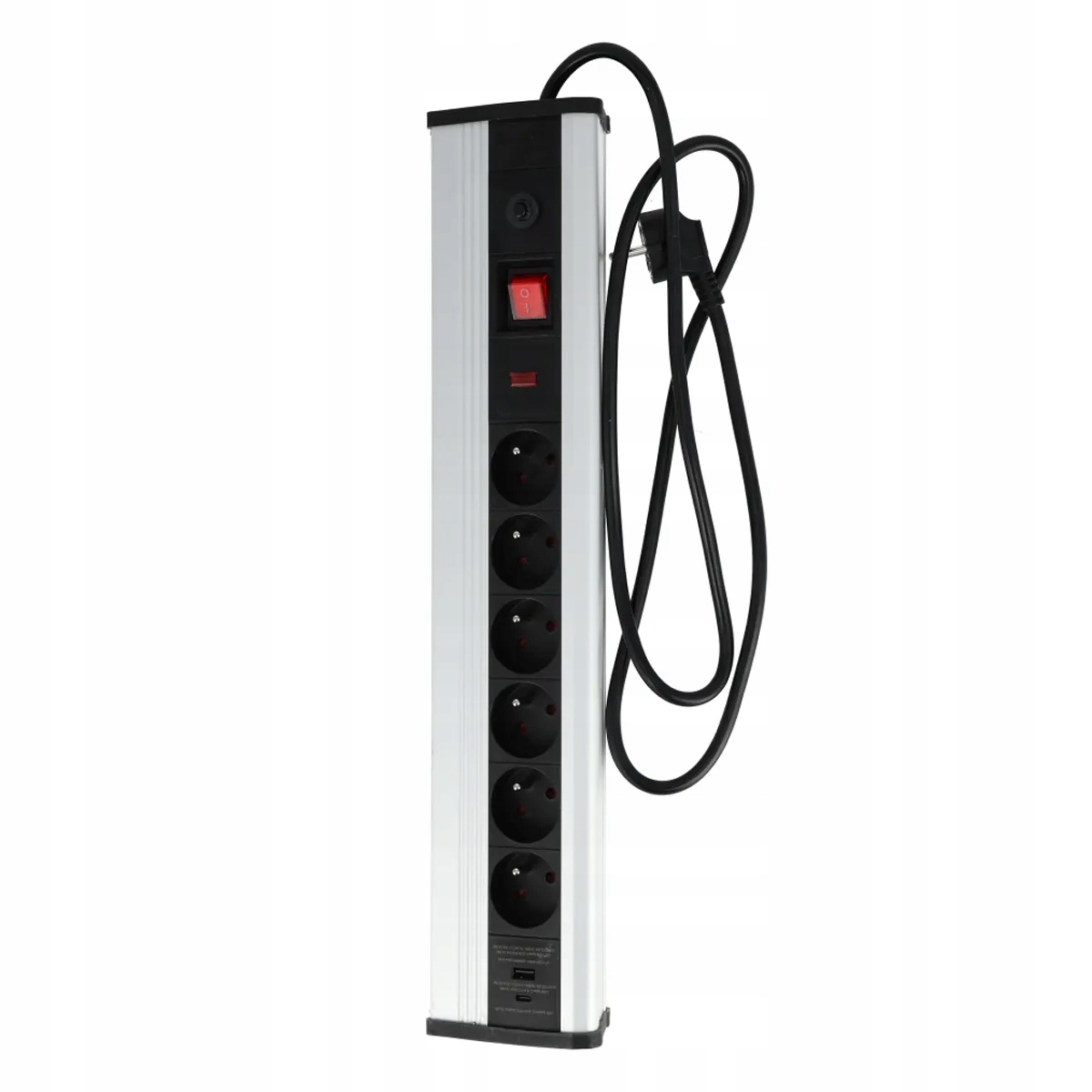 SCHMITH PRZEDŁUŻACZ ALU 6 GNIAZD 1,5M USB 3X1,5MM