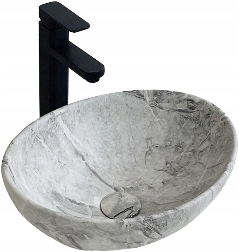 Keramická Umývadlo Na Dosku 42x34 CM Imitácia Kameňa Okrúhla