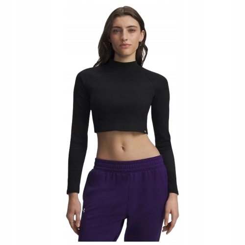 Under Armour Longsleeve Crop Rival Rib Mock Black Czarny Xs