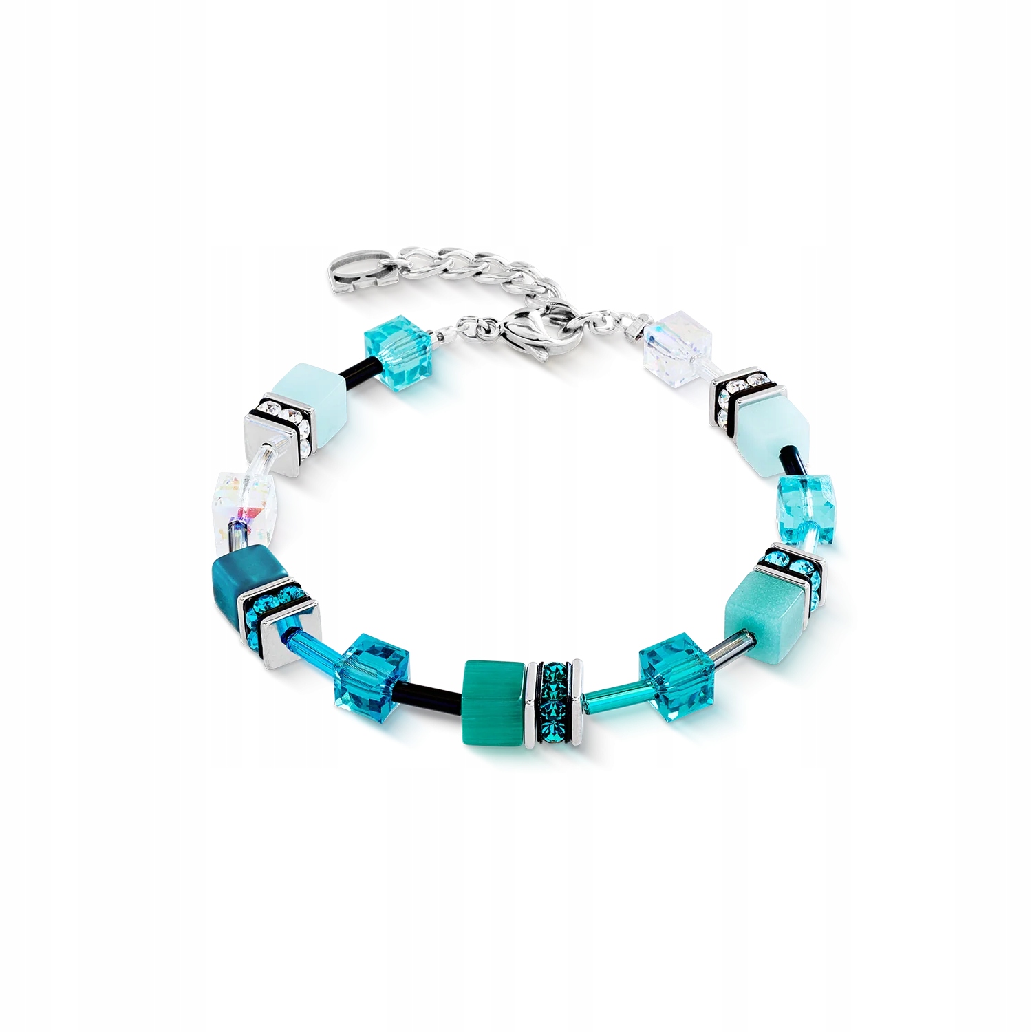 Náramek Coeur de Lion GeoCUBE Tyrkysový Křišťál Swarovski Ocel Regular