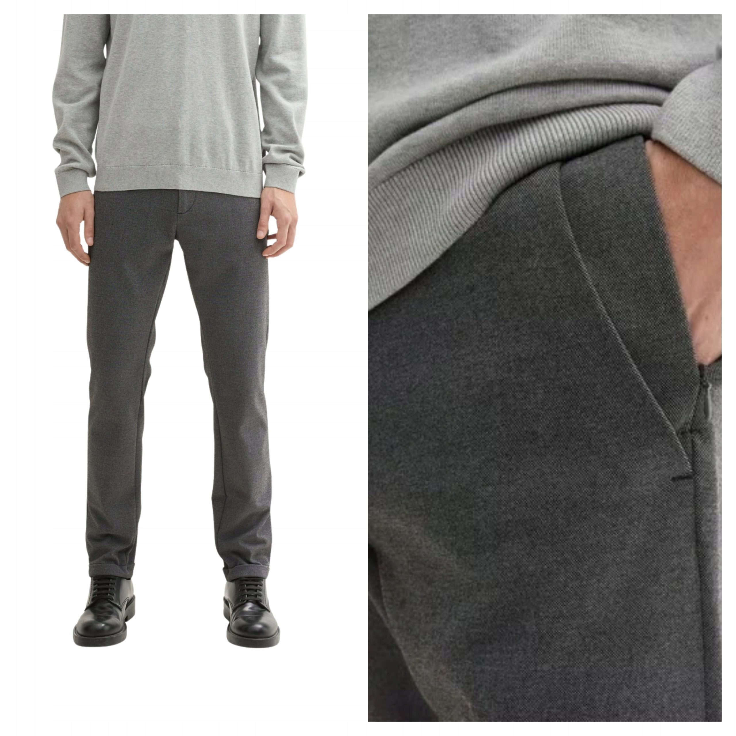 Pánské kalhoty Tom Tailor Jersey Slim Chino Šedé Látkové W32 L32