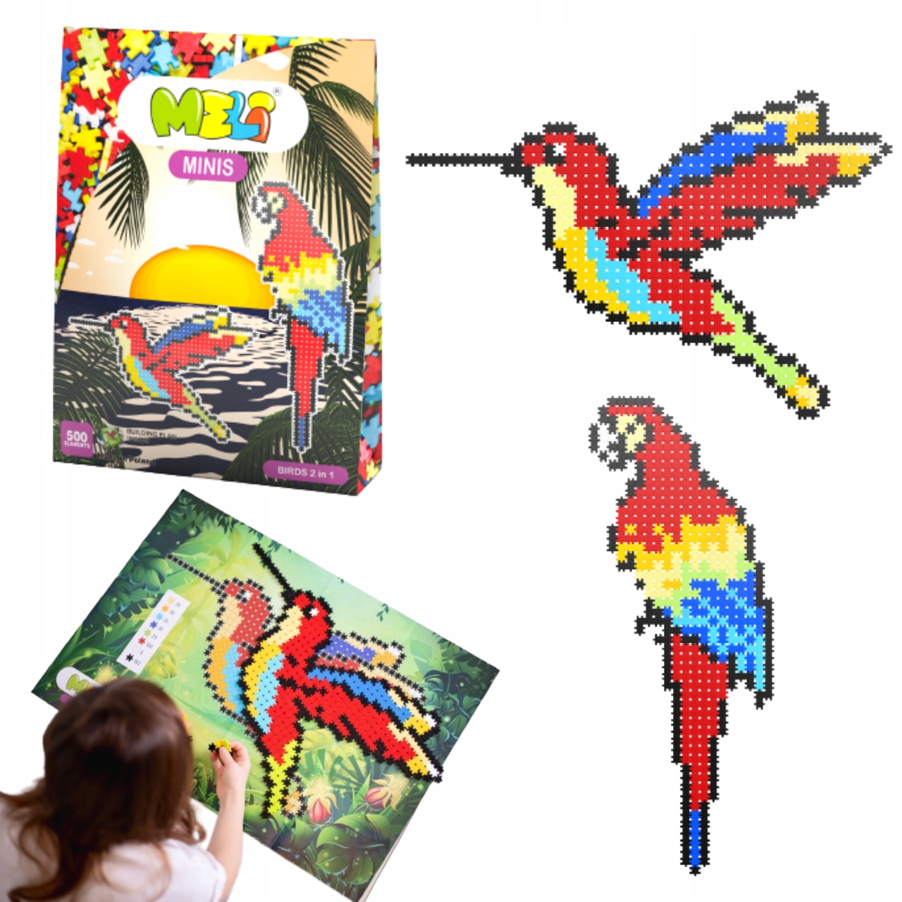 

Puzzle Mozaika Klocki Meli Minis Birds 2W1 500 El.