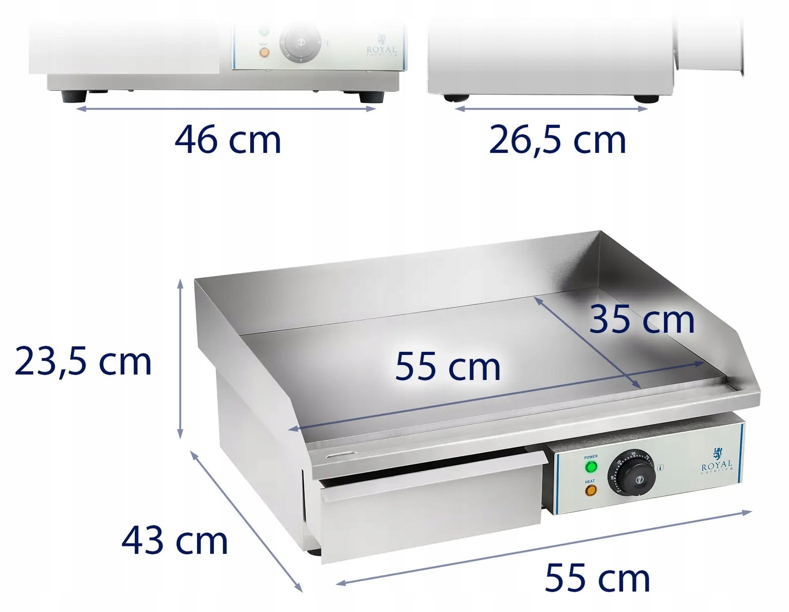 Płyta grillowa 55cm gładka 3000W Royal Catering RCEG-55 10010250