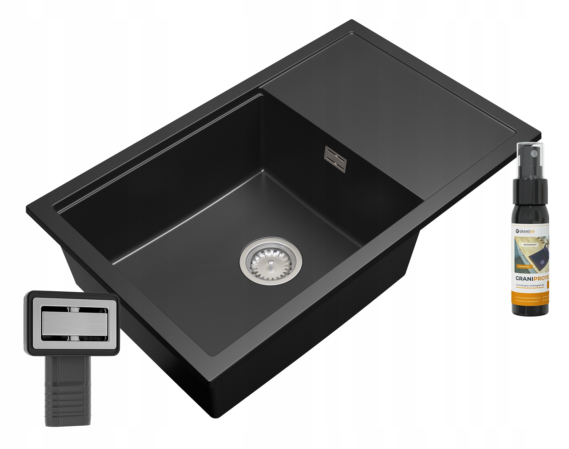 Granitový Drez S Odkvapkávačom 1 Komora Sifón Roja