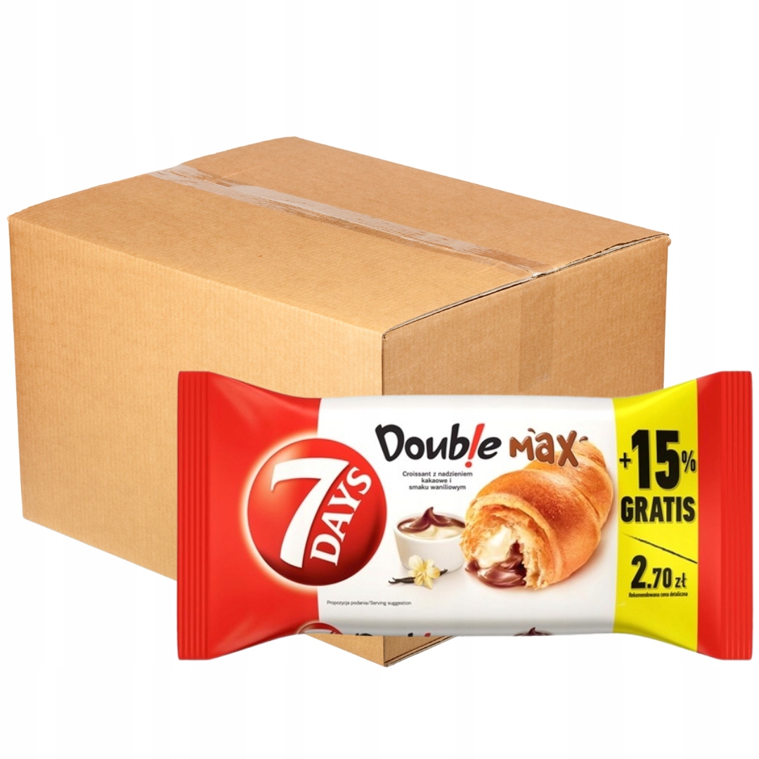 Levně 7 Days Doub!e Max Croissant s kakaovou a vanilkovou příchutí 110 g x 20 ks