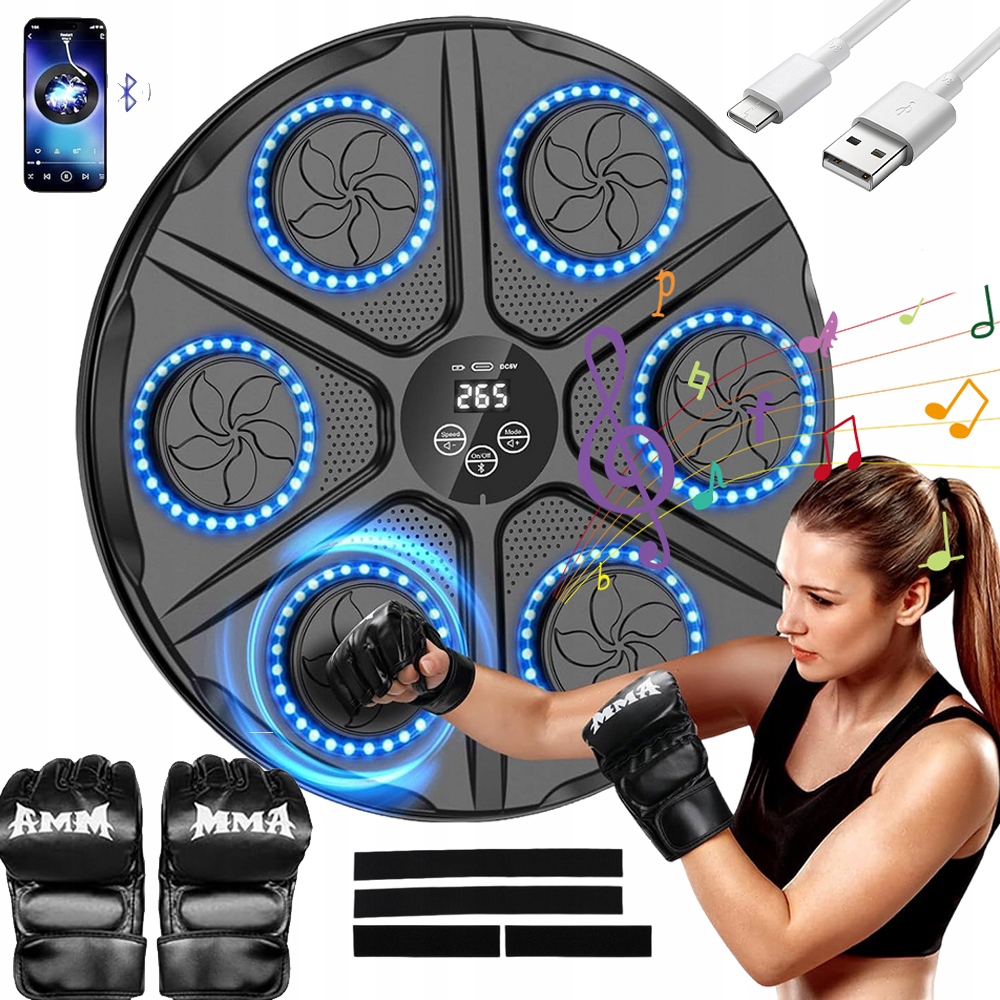 Hudební Boxovací Stroj Bluetooth S Led Displejem, 12 Rychlostí Rukavice