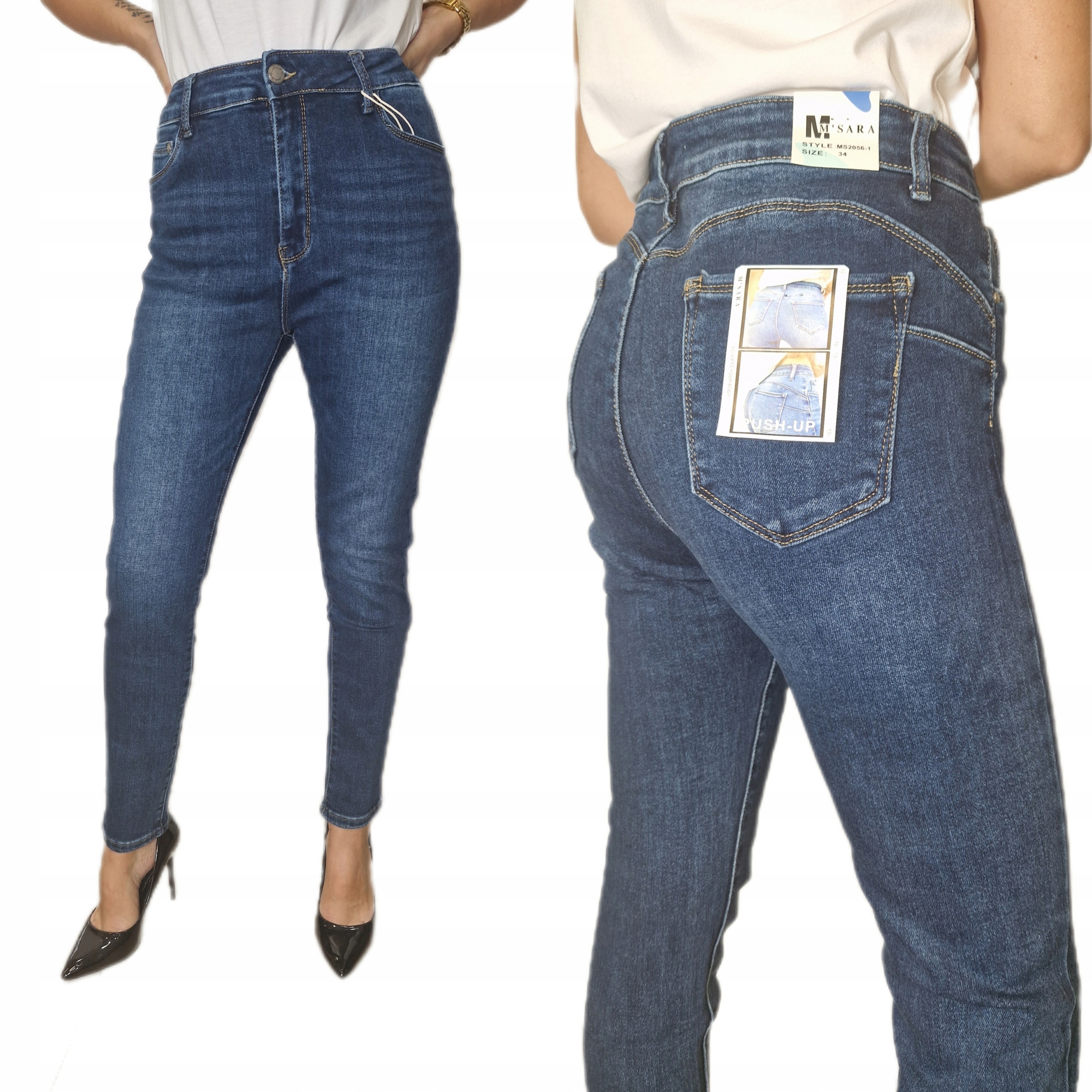 Dámské Džínové Kalhoty Modelující Klasické M.sara vel 35